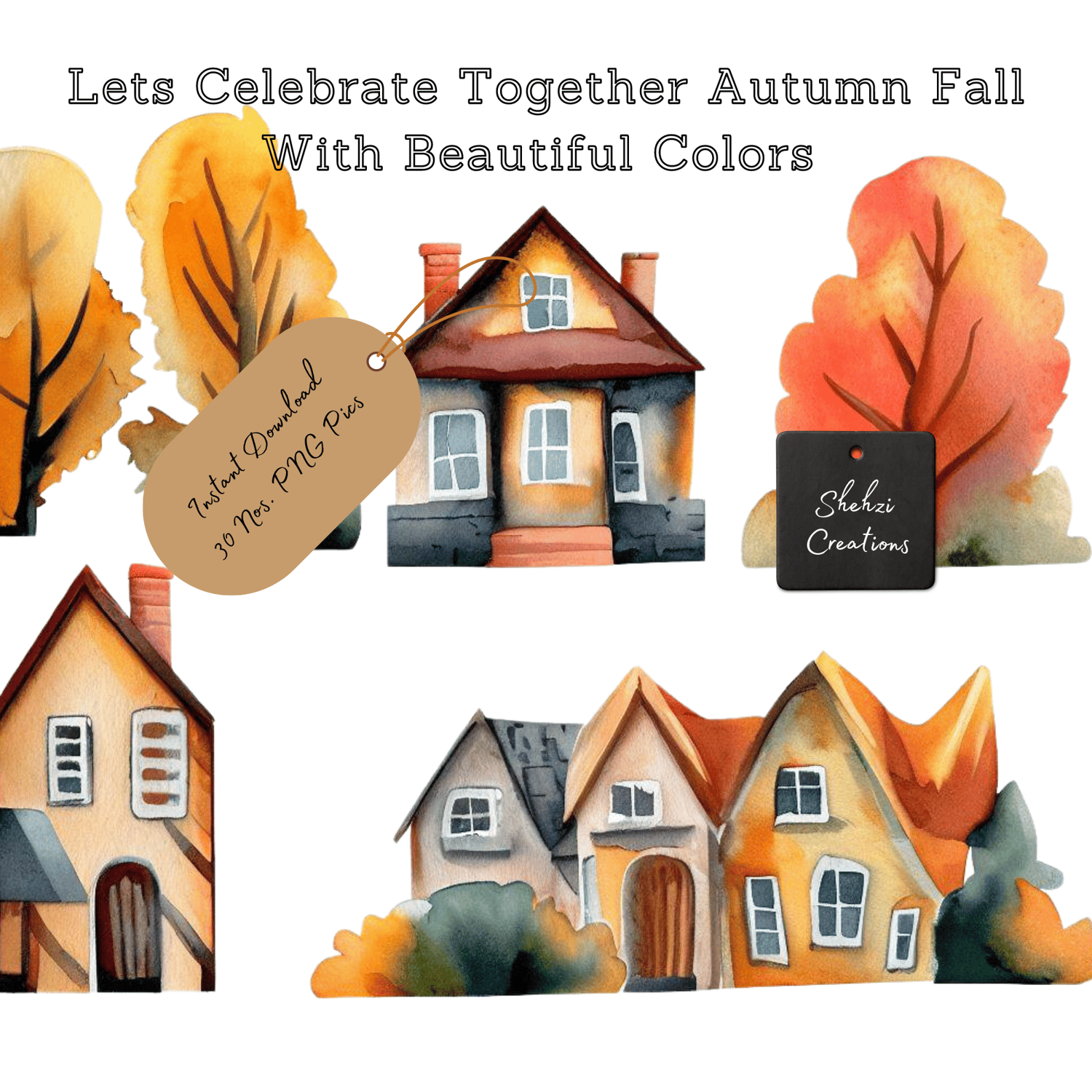 Instant Download: 32 Watercolor Images to Celebrate Autumn Fall