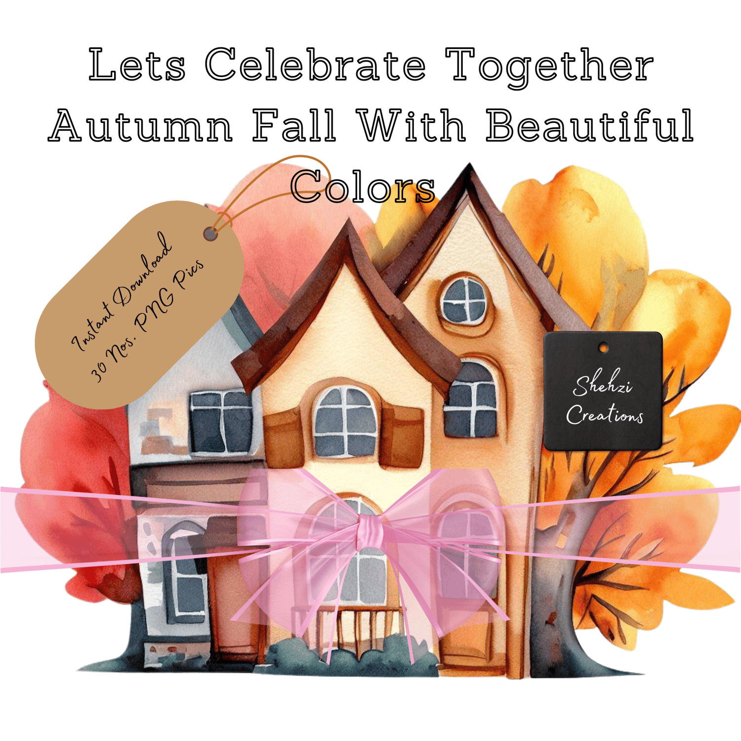 Celebrate Autumn in Watercolors: 32 Beautiful PNG Images | Instant Download