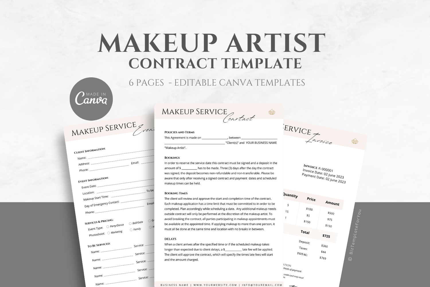 Fully Editable Makeup Contract Template