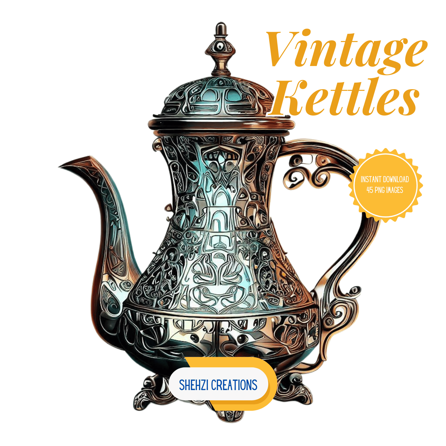 Optimize Your Decor: 45 Kettles Designs Clipart Images for Instant Download