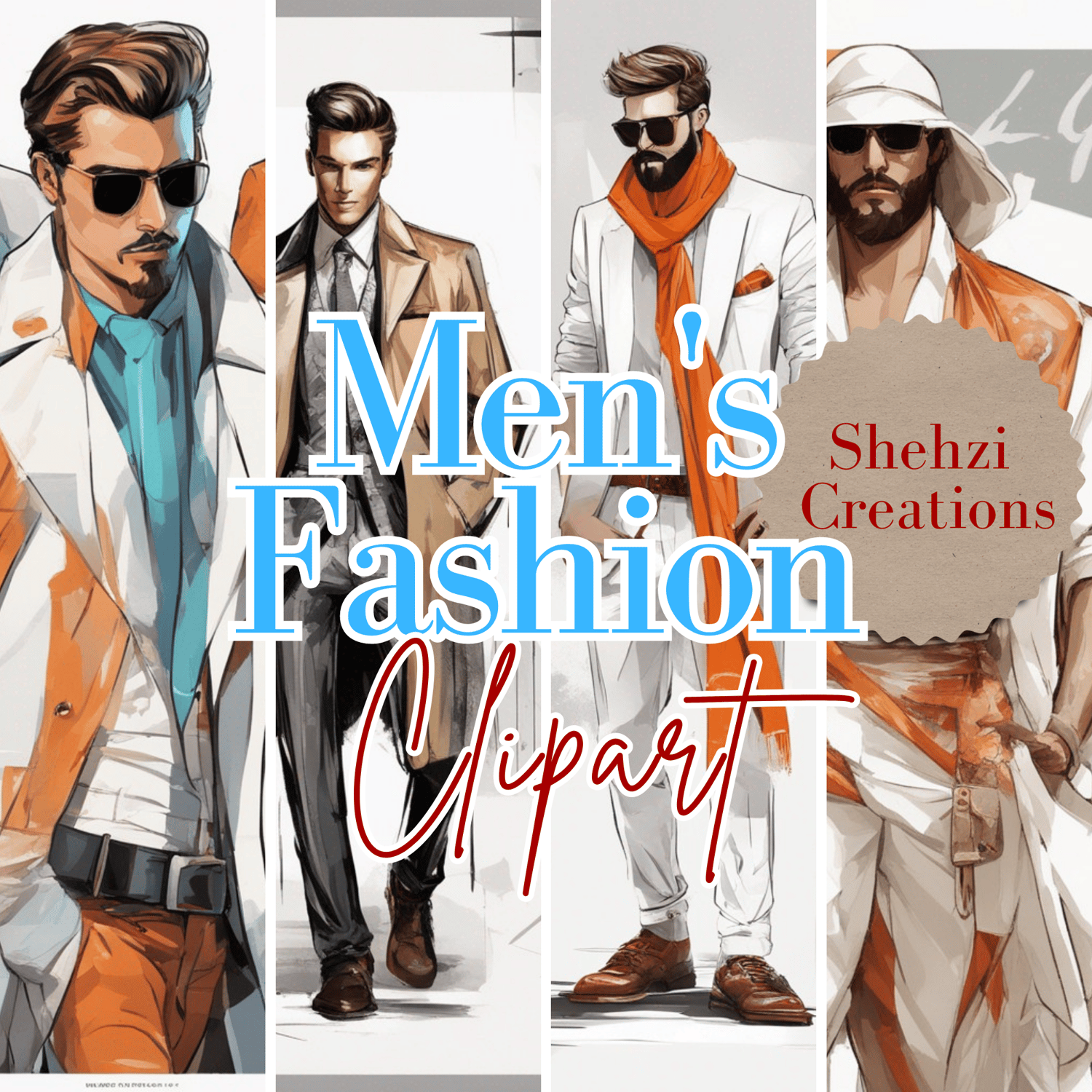 Instant Download: 40 Trendsetting Men's Fashion Clipart Images in PNG Format