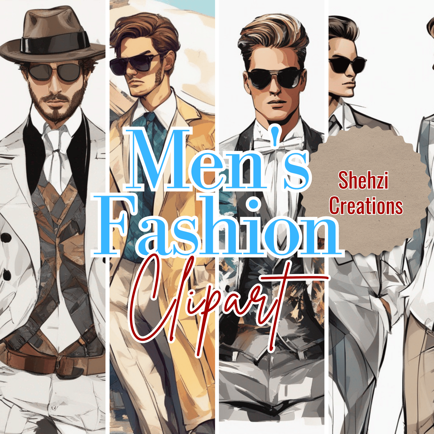 Trendsetters Unite: Men's Fashion Clipart Collection | Instant Download