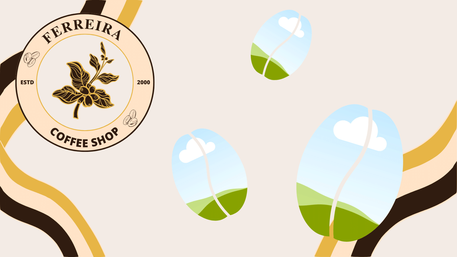 Customizable Classic Coffee Bean Facebook Cover Template for Canva - Small Business Branding, beige