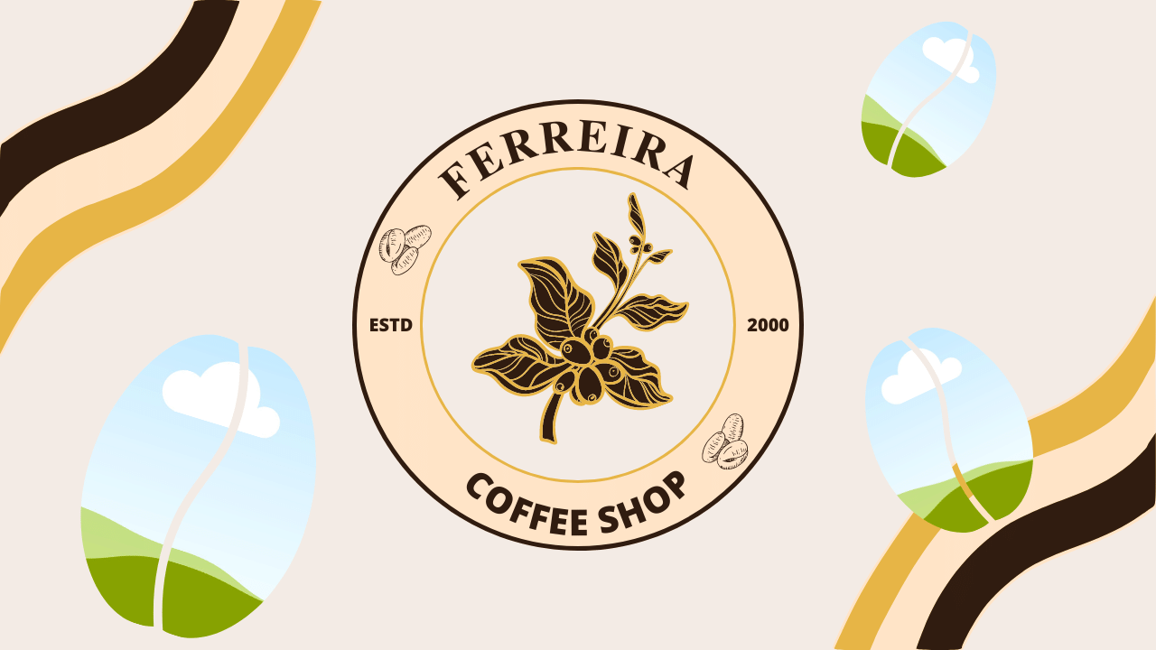 Customizable Classic Coffee Bean Zoom virtual background Template for Canva - Small Business Branding, beige