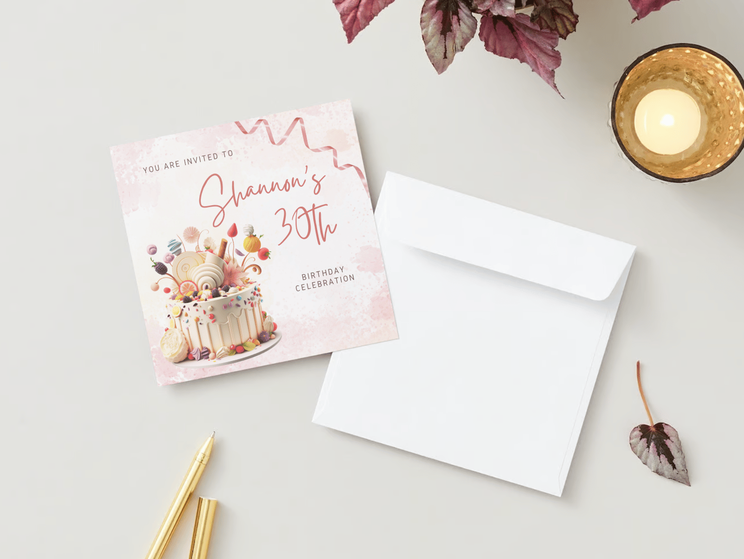 Whimsical Birthday Cake Design Invitation | Canva Template | Digital. Mock front