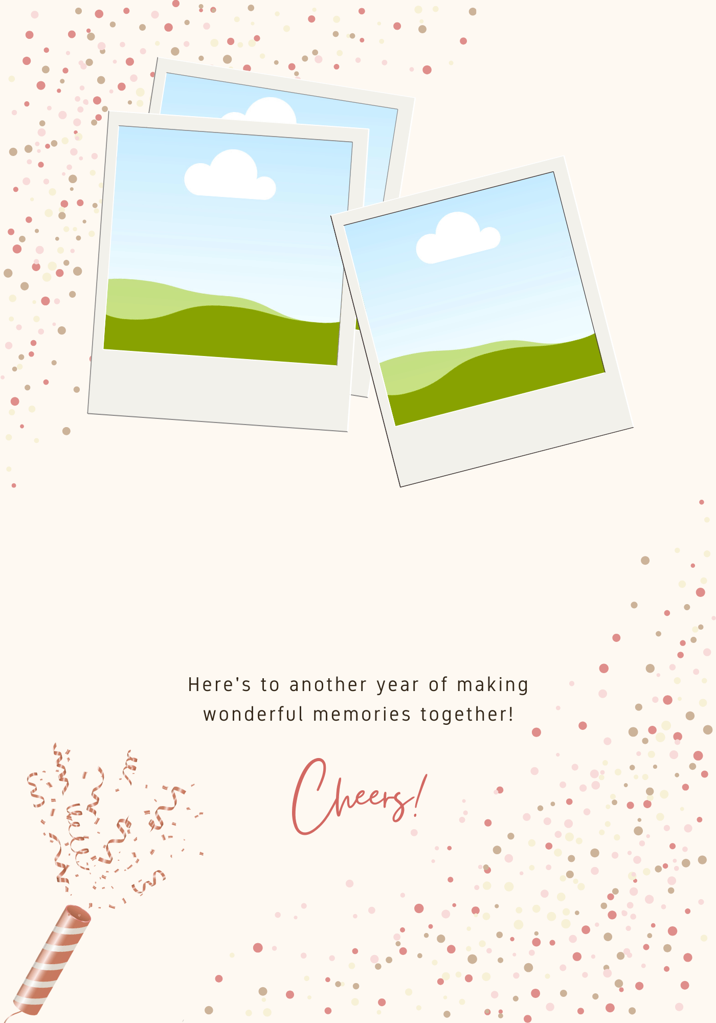 Whimsical Birthday Cake Design Folded Card Landscape | Customizable Canva Template | Digital. Inside design