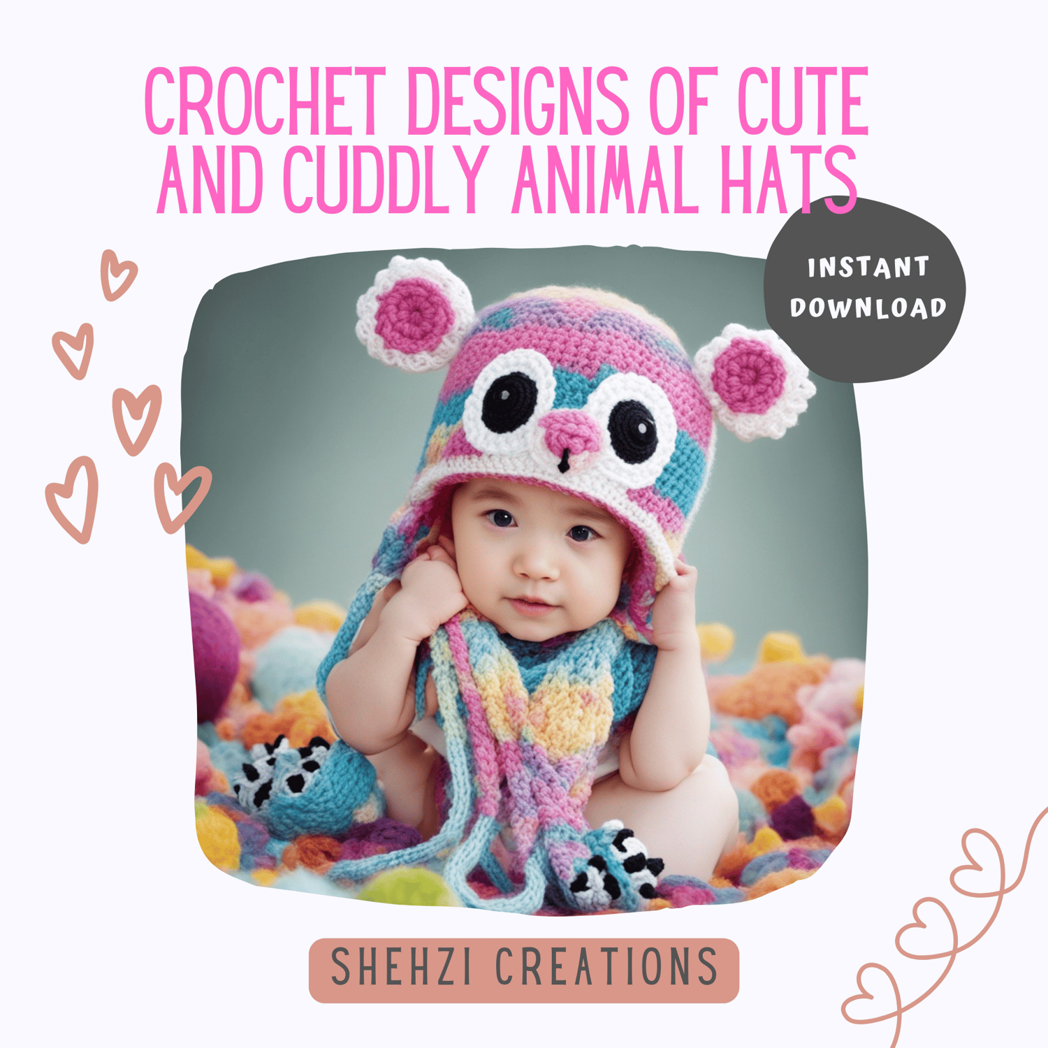 Cuteness Overload: Crochet Animal Hats for Happy Kids | Instant Download Collection