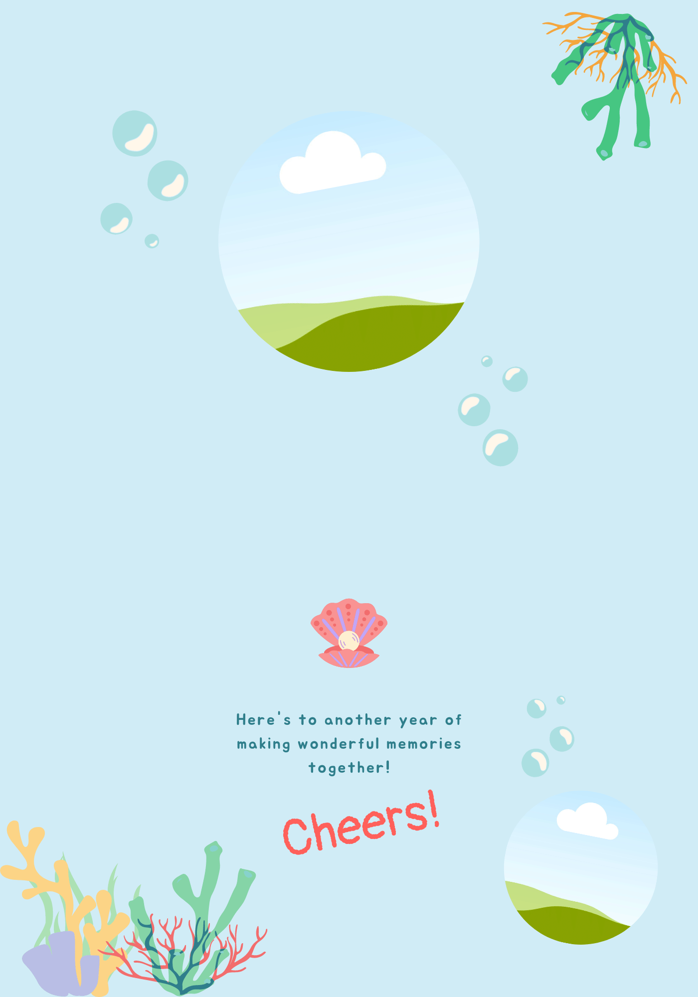 Vibrant Tropical Fish Design Folded Card Landscape | Customizable Canva Template | Digital. Inside design