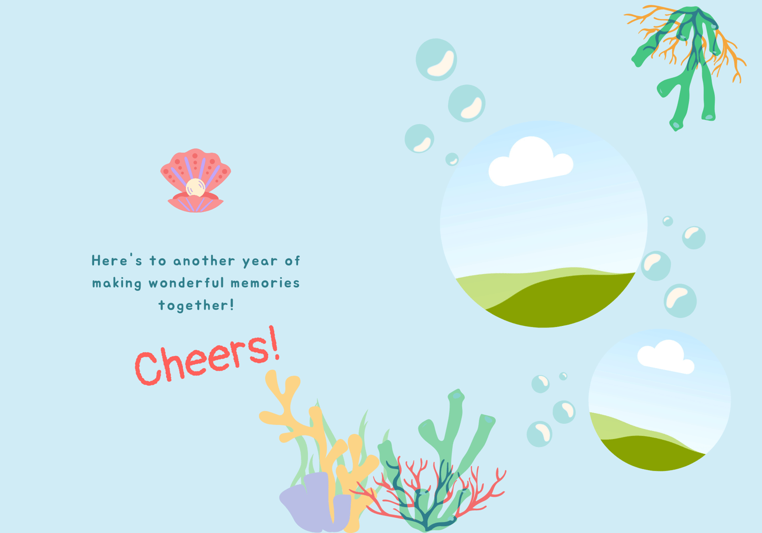 Vibrant Tropical Fish Design Folded Card Portrait | Customizable Canva Template | Digital. Inside design