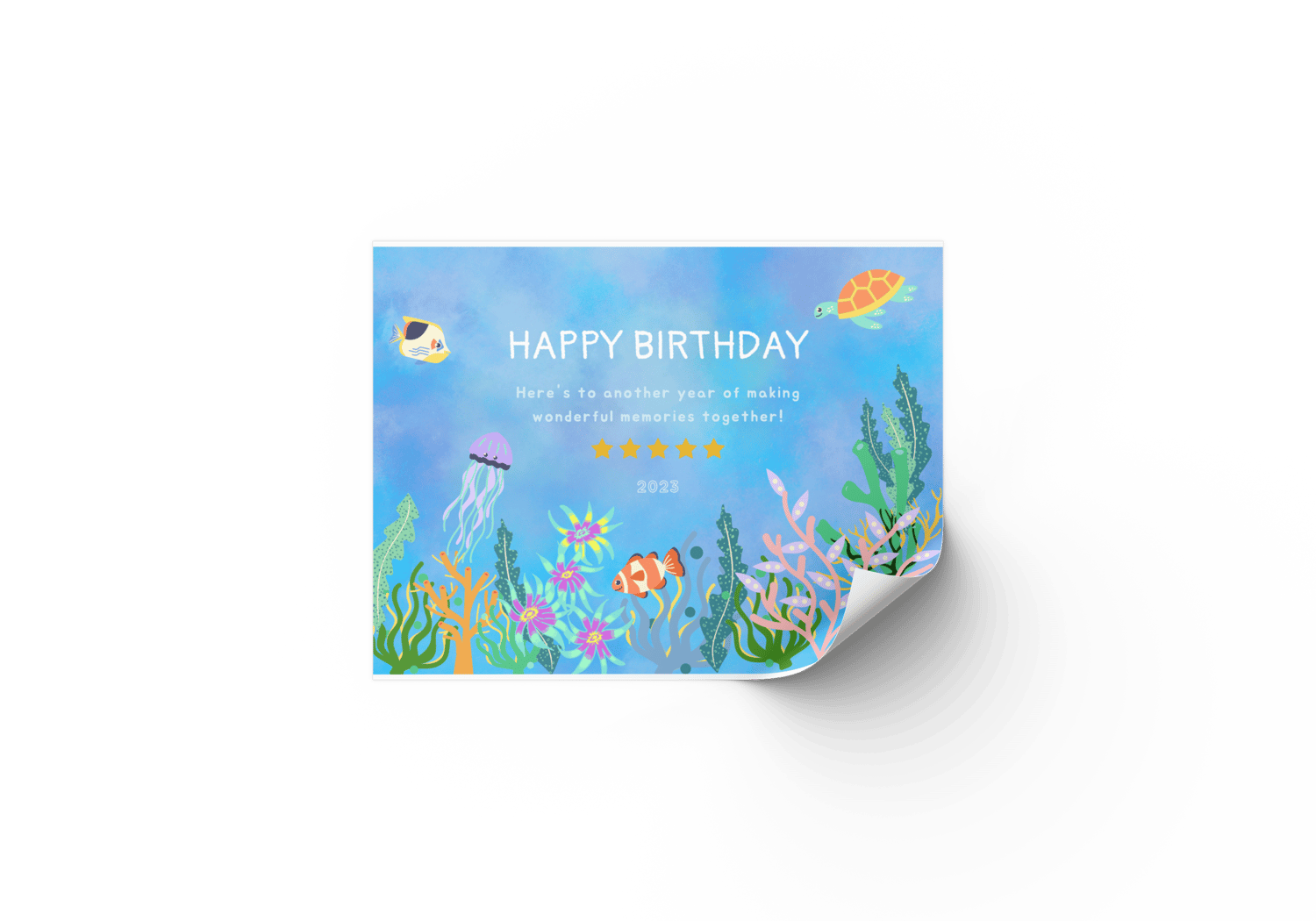 Vibrant Tropical Fish Design Sticker Label 4"x3" | Customizable Canva Template | Digital. Mock sticker