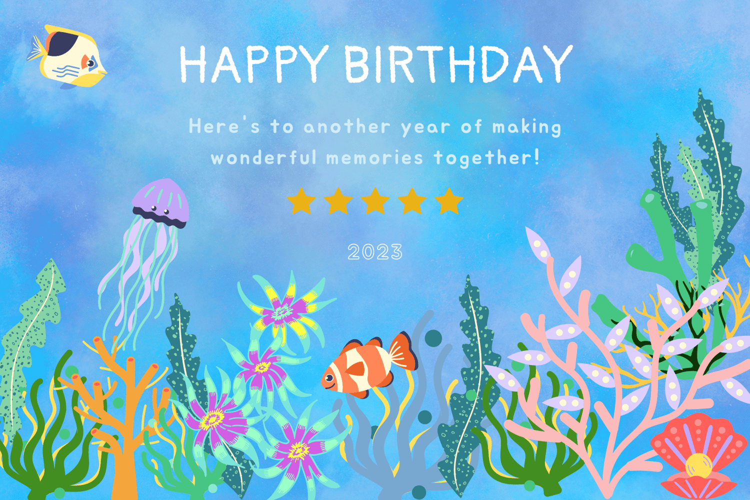 Vibrant Tropical Fish Design Sticker Label 6"x4" | Customizable Canva Template | Digital. Design