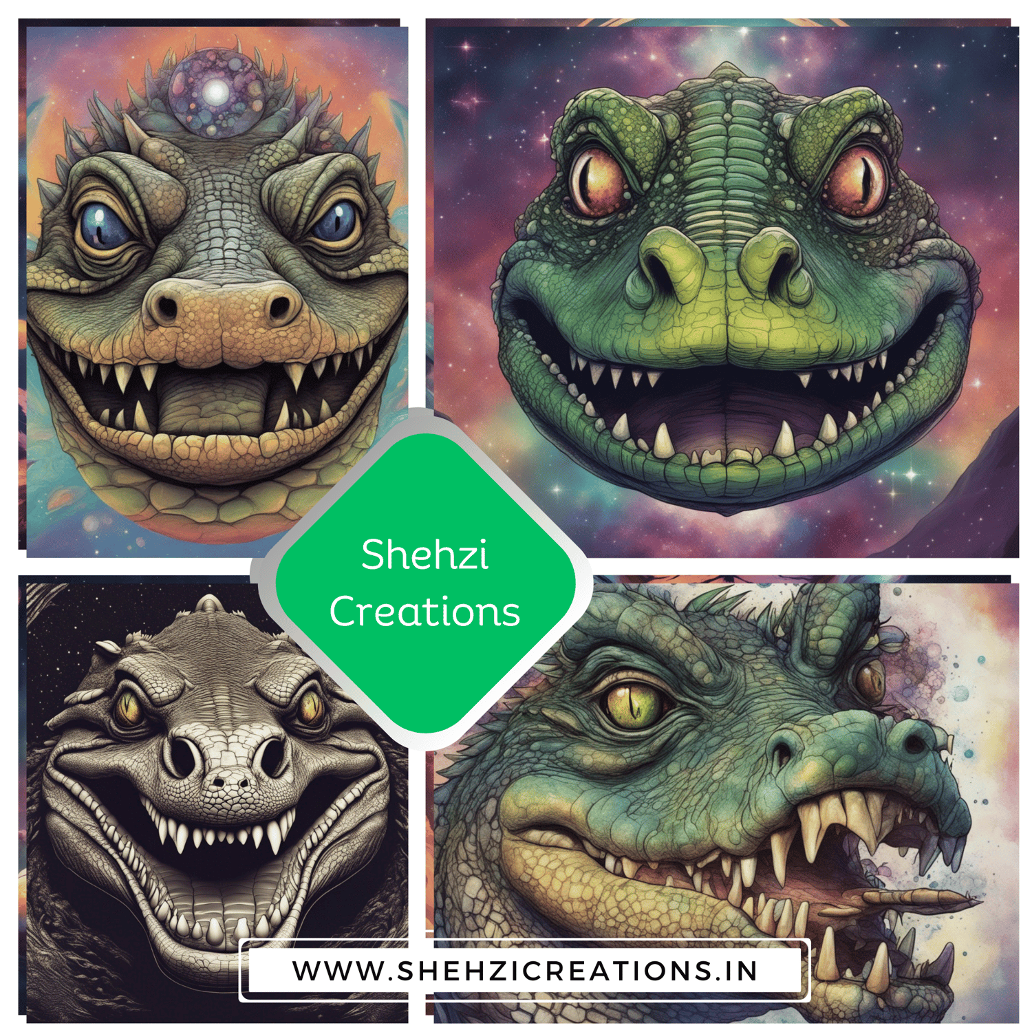 Beautiful Cosmic Crocodile in a Dream | Instant Download Collection
