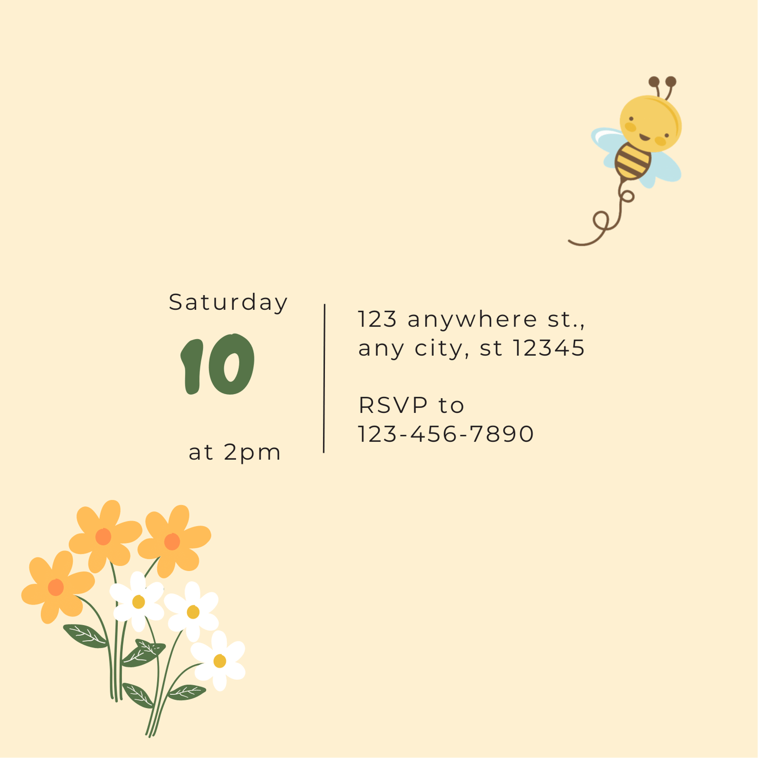 Adorable Animal Pastel Color Invitation | Canva Template | Digital. Back design