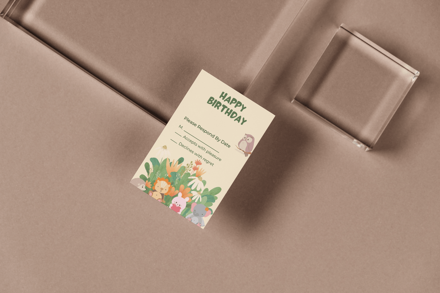 Adorable Animal Pastel Color RSVP Card | Customizable Canva Template | Digital. Mock image