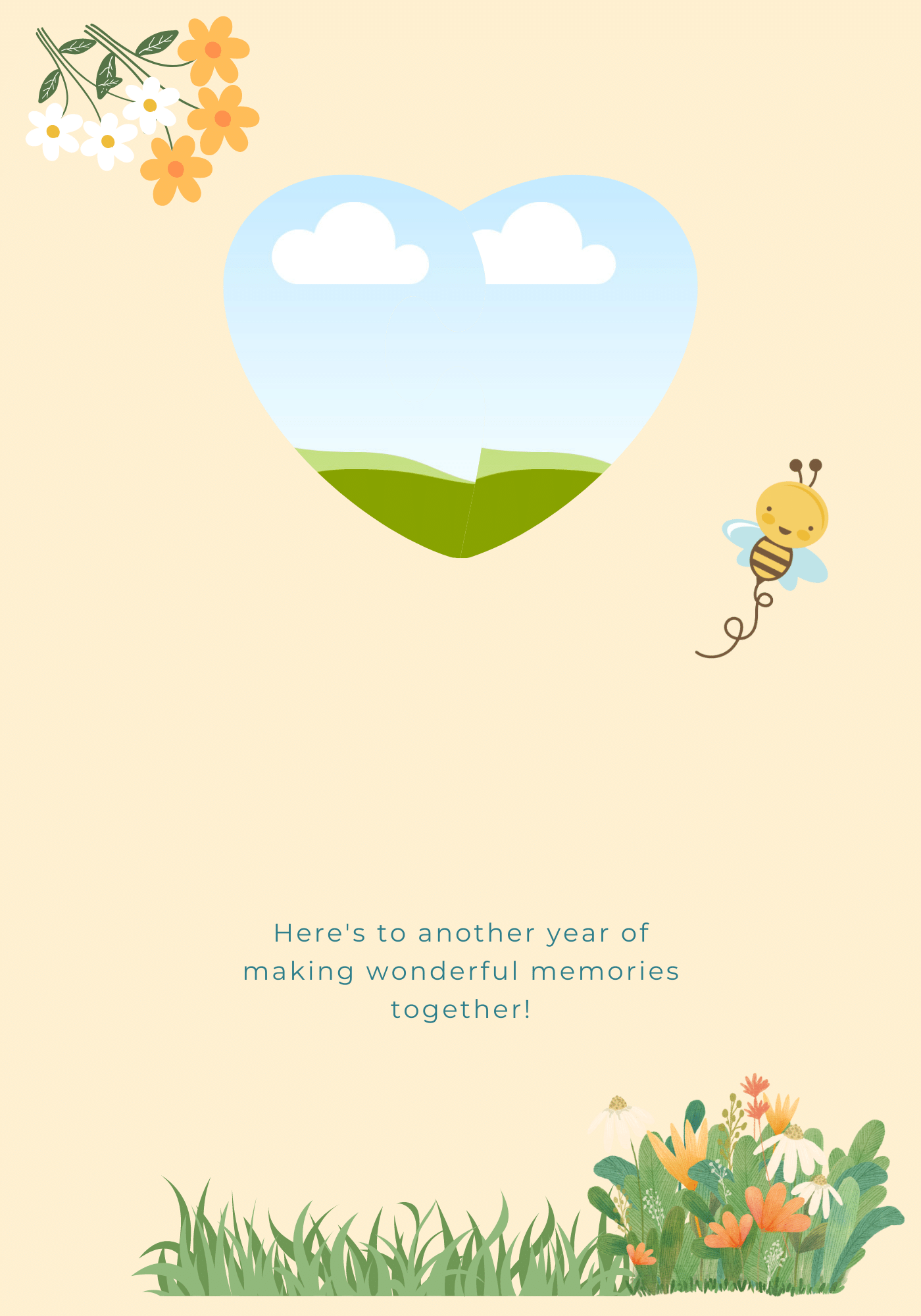 Adorable Animal Pastel Color Folded Card Landscape | Customizable Canva Template | Digital. Inside design