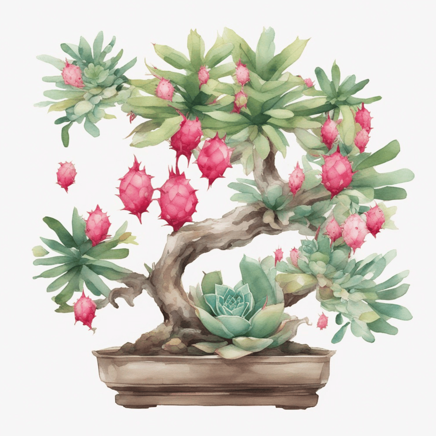 Captivating Design: Dragon Fruit Bonsai Plant Clipart for Home Decor