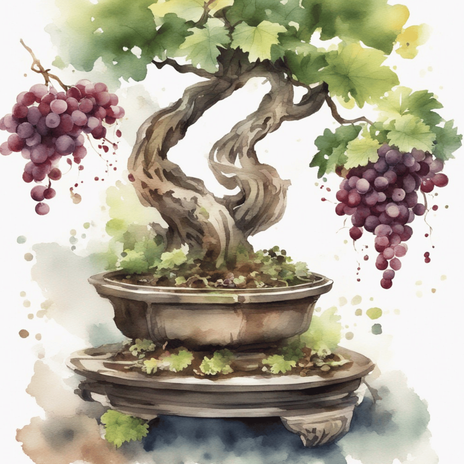 Empower Nature's Charm: Grapes Fruit Bonsai Plant Clipart