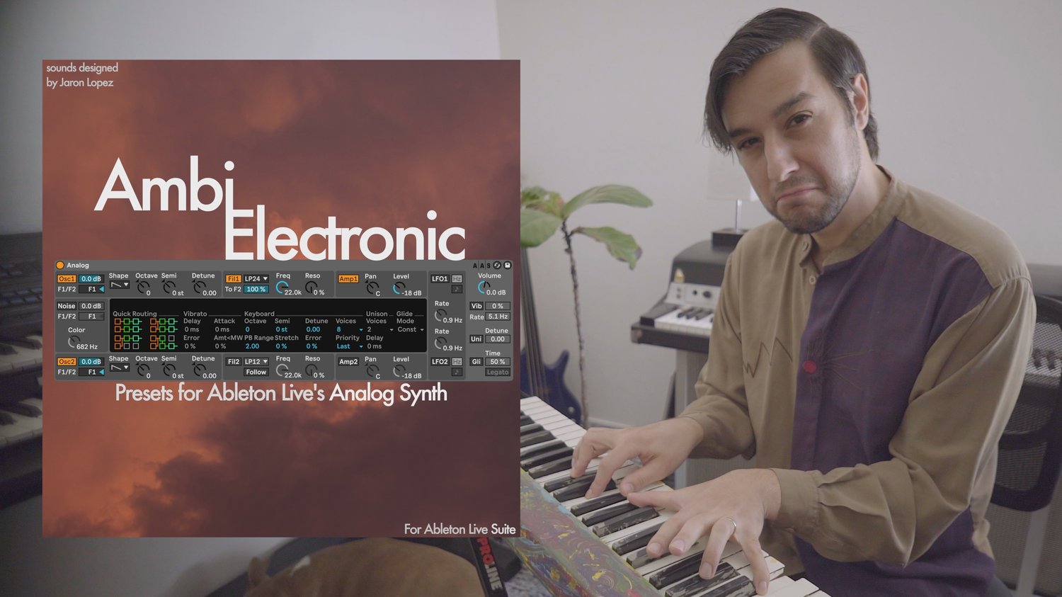 The AmbiElectronic Preset Pack for Ableton Live Suite is a collection of sounds created with Ableton's Analog Synthesizer and packaged as Instrument Racks. The sounds are perfect for any situation where you want to add atmosphere without losing the punch and clarity required by modern HipHop, R&B, House, and Drum & Bass styles.  By making extensive use of the Macros and Macro Variation functionality of Ableton's Instrument Rack, these sounds became much more than synth presets; they became Instruments.