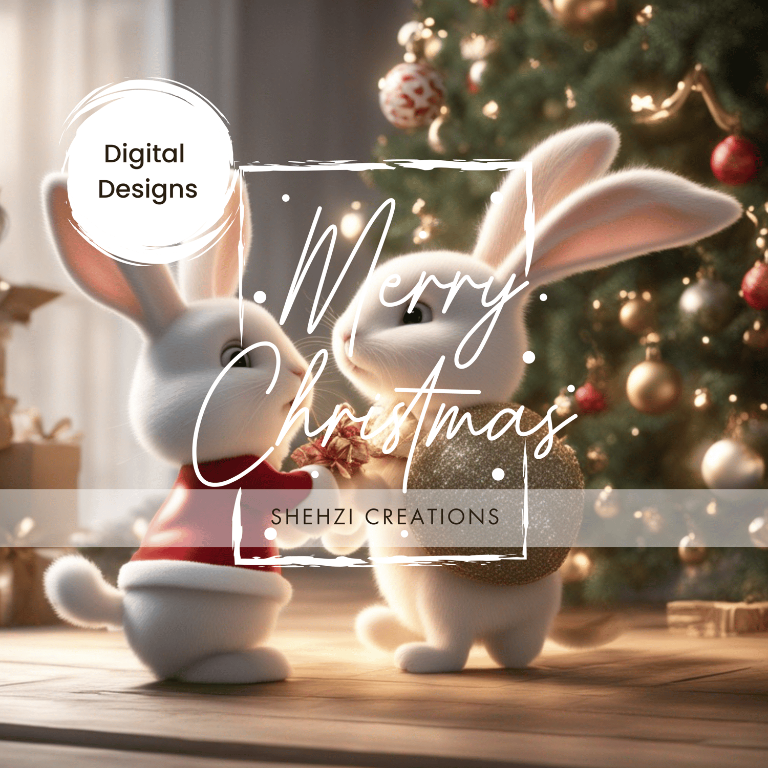 Instant Download: 26 Bunny 3D Characters for Christmas Celebration