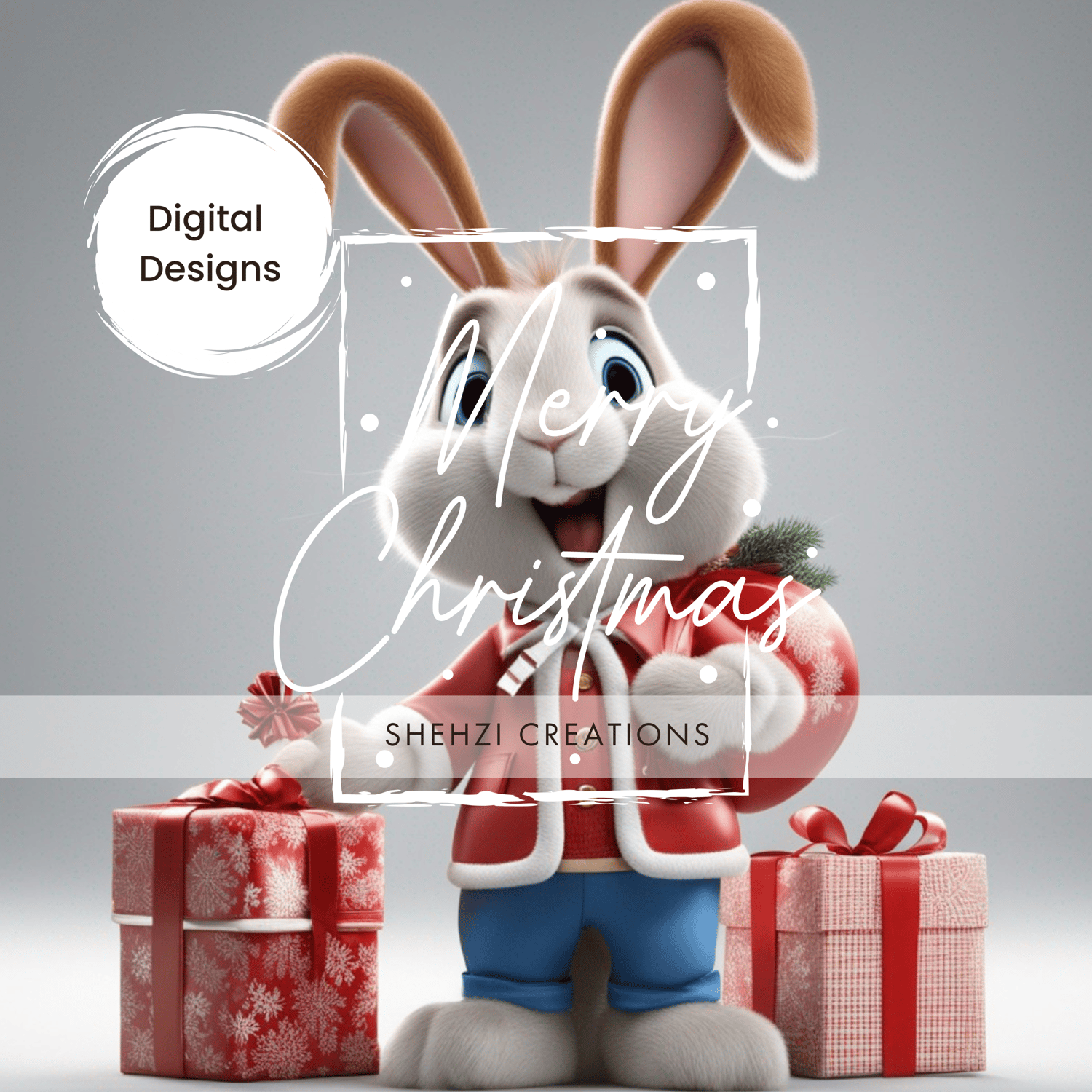 Instant Download: 26 Bunny 3D Characters in PNG Format for Christmas