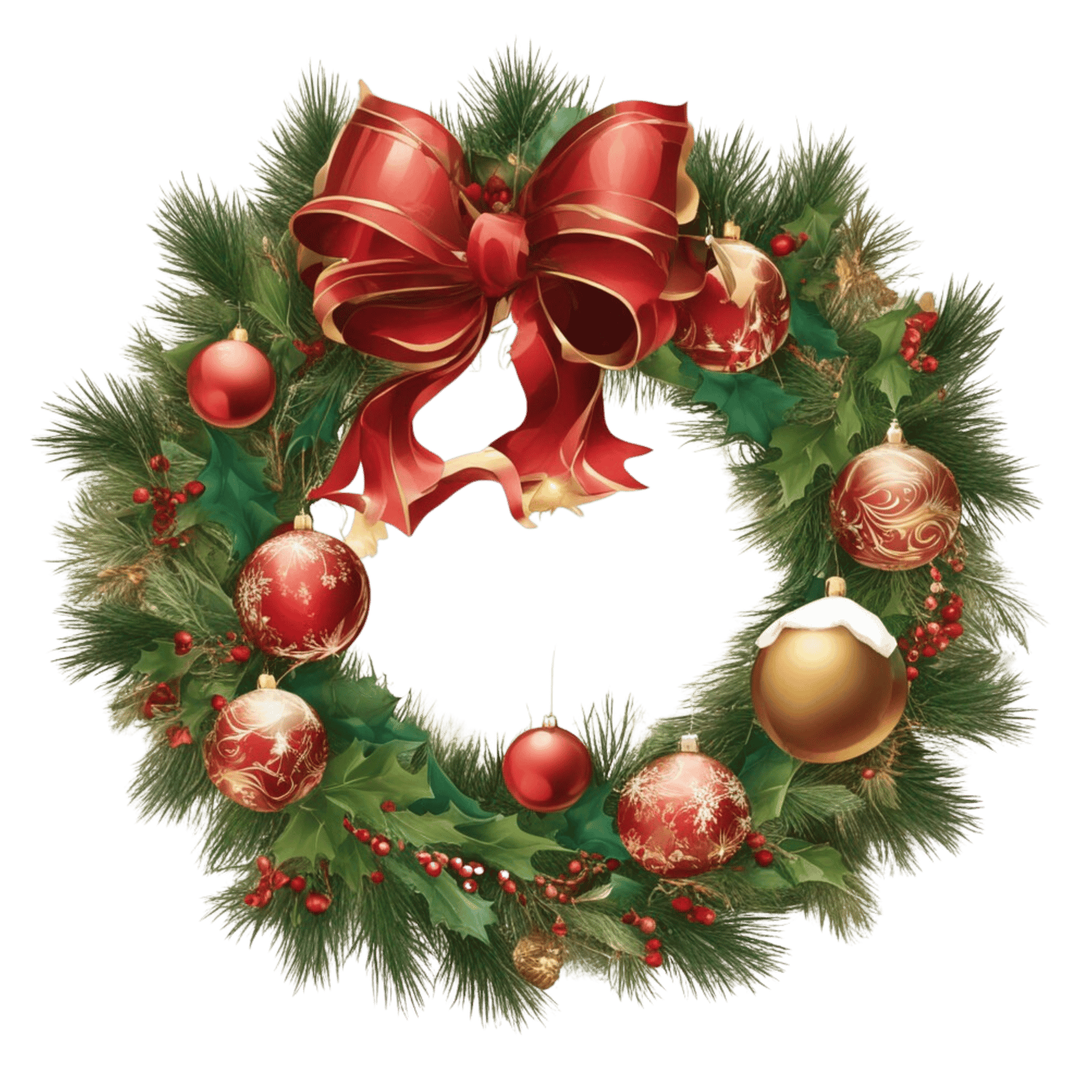 Joyous Celebrations: Instant Download Christmas Wreath Clipart