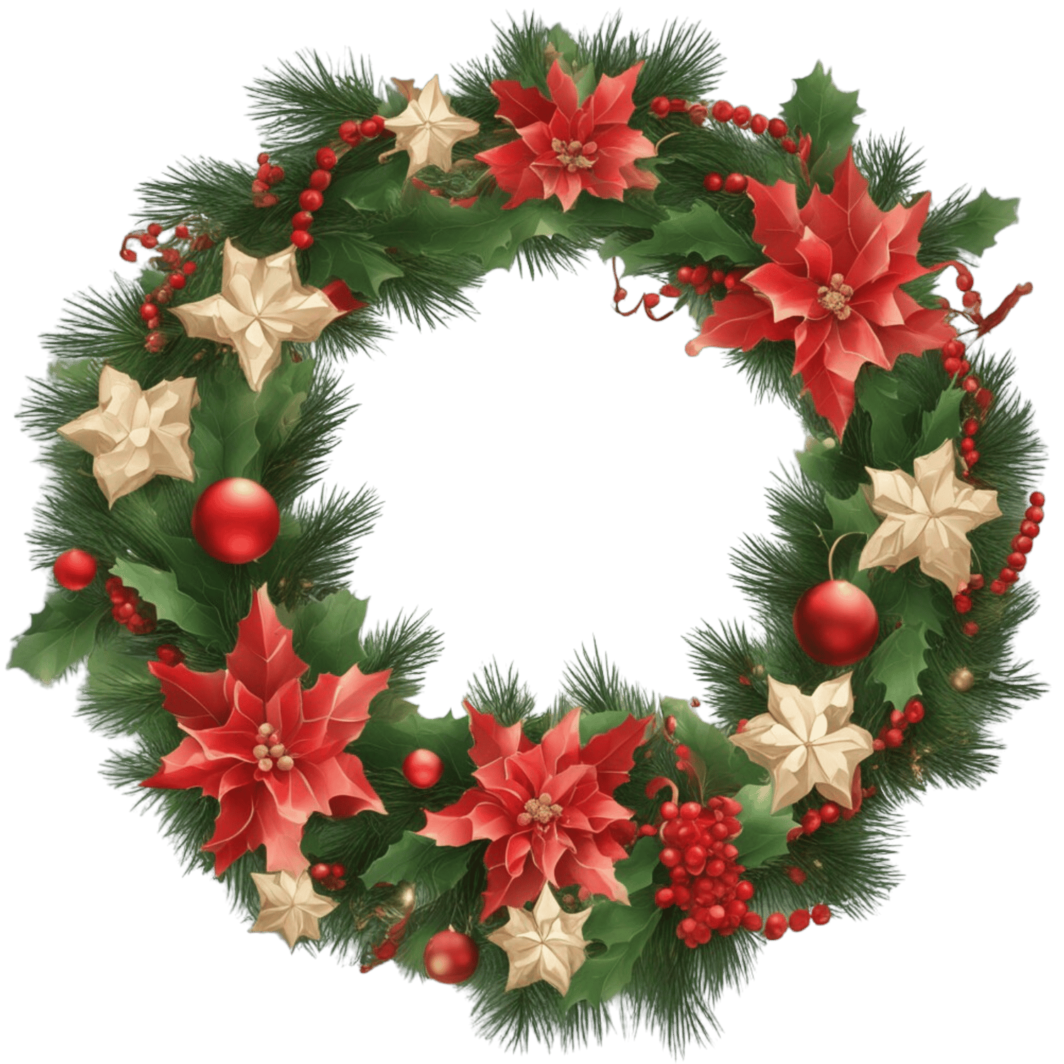 Joyous Celebrations: Instant Download Christmas Wreath Clipart