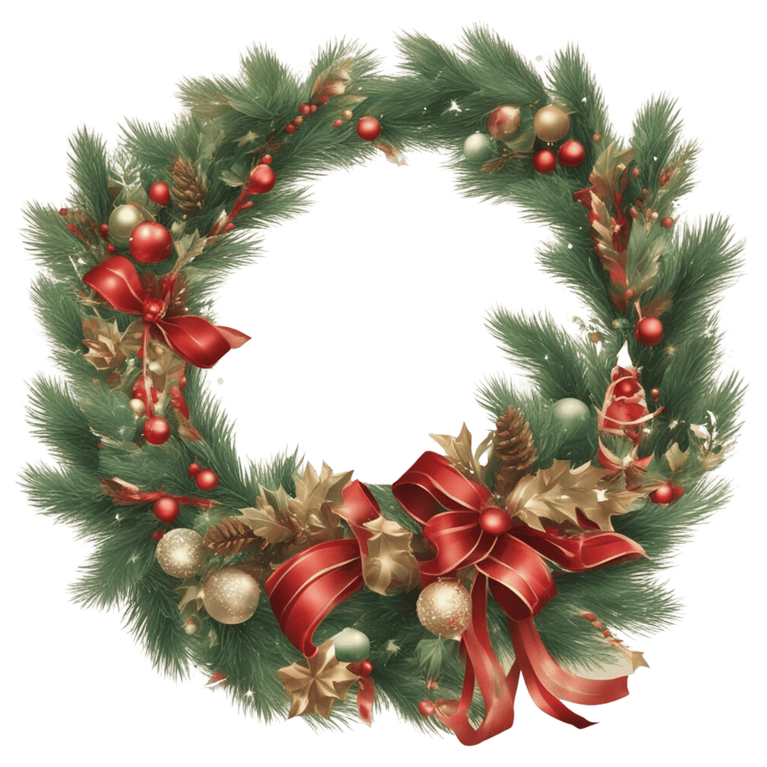 Joyous Celebrations: Instant Download Christmas Wreath Clipart