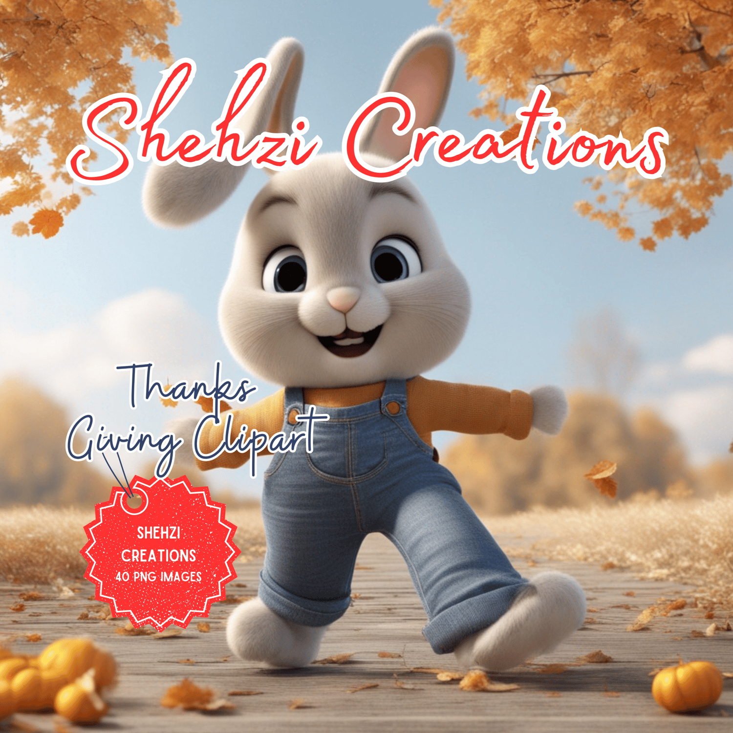 3D Characters Celebrating Thanks Giving | Instant Download