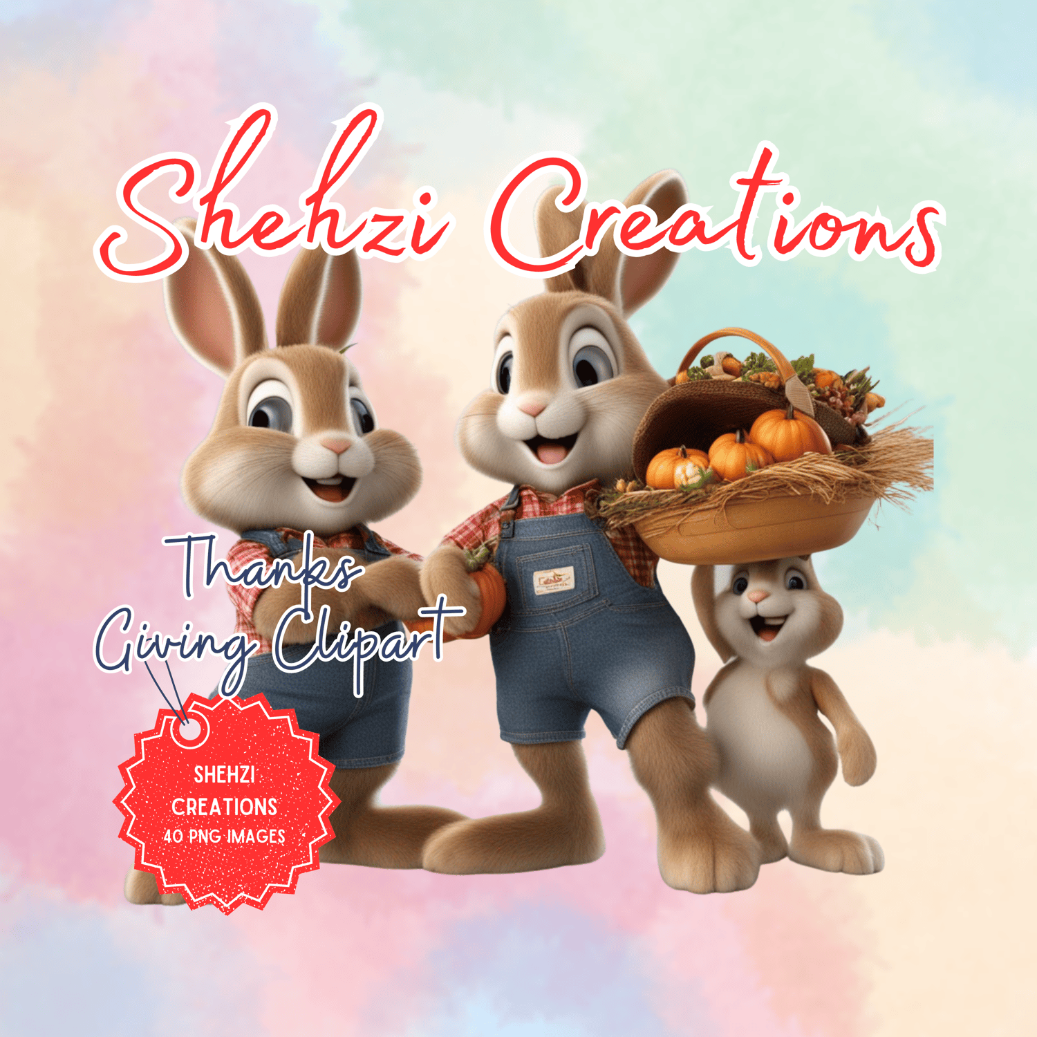 Instant Download: 35 3D Characters Celebrating Thanks Giving PNG Images