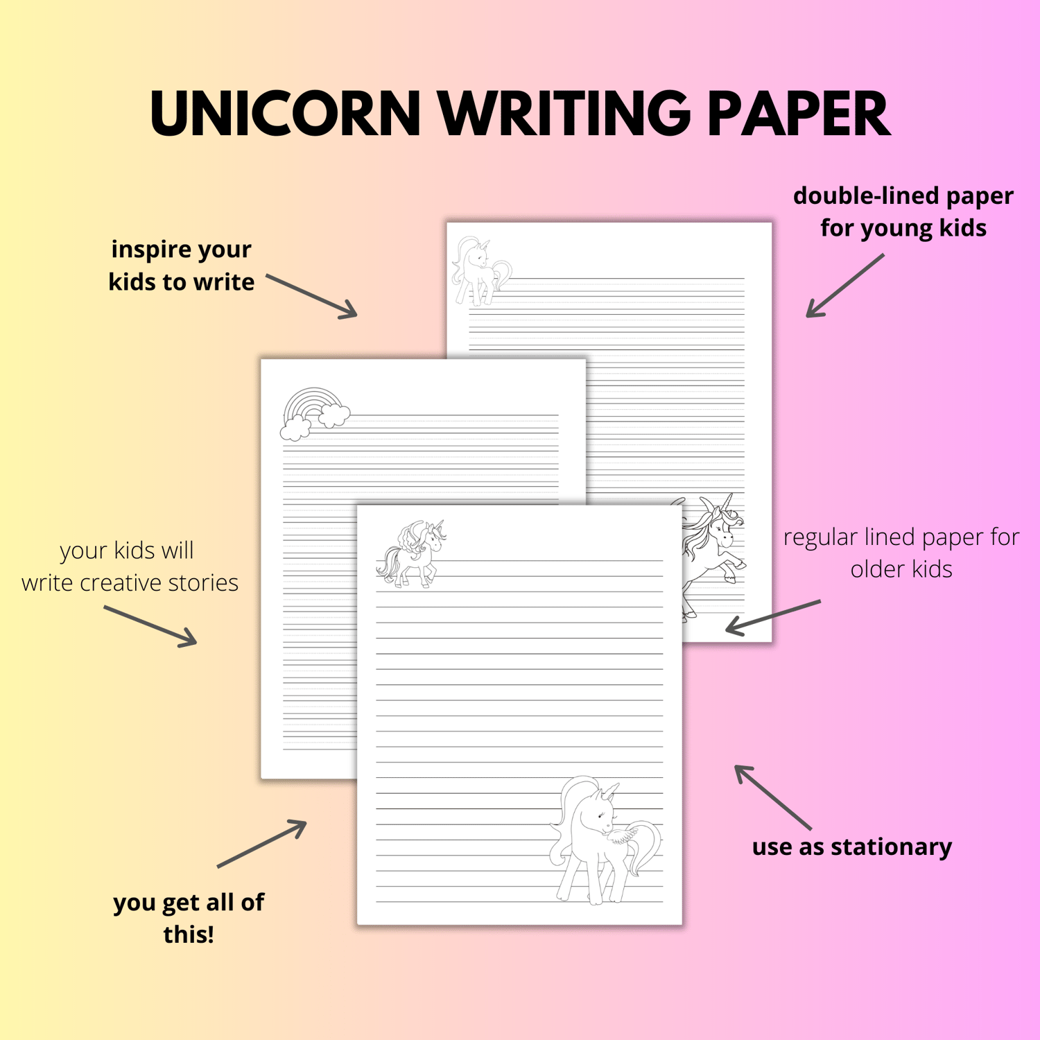 Printable Winter Lined Writing Paper for Kids Writing Paper Writing  Practice Paper Handwriting Paper Regular and Double Lined Paper 