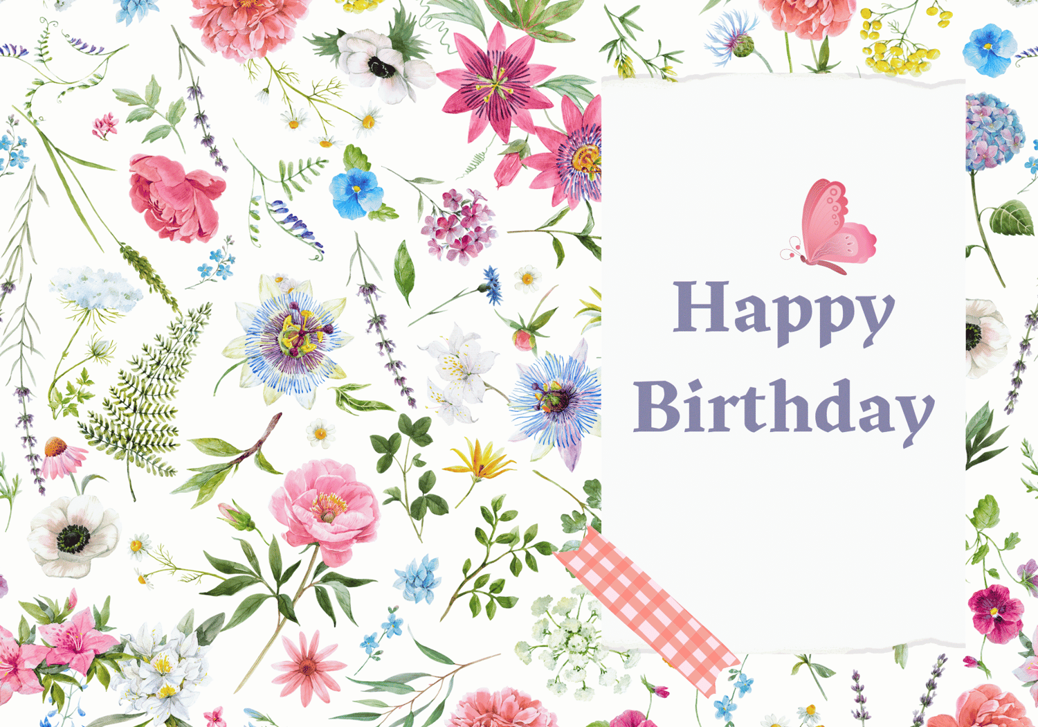 Cute Pastel Floral Photo Frame Folded Card Portrait | Customizable Canva Template | Digital. Outside design