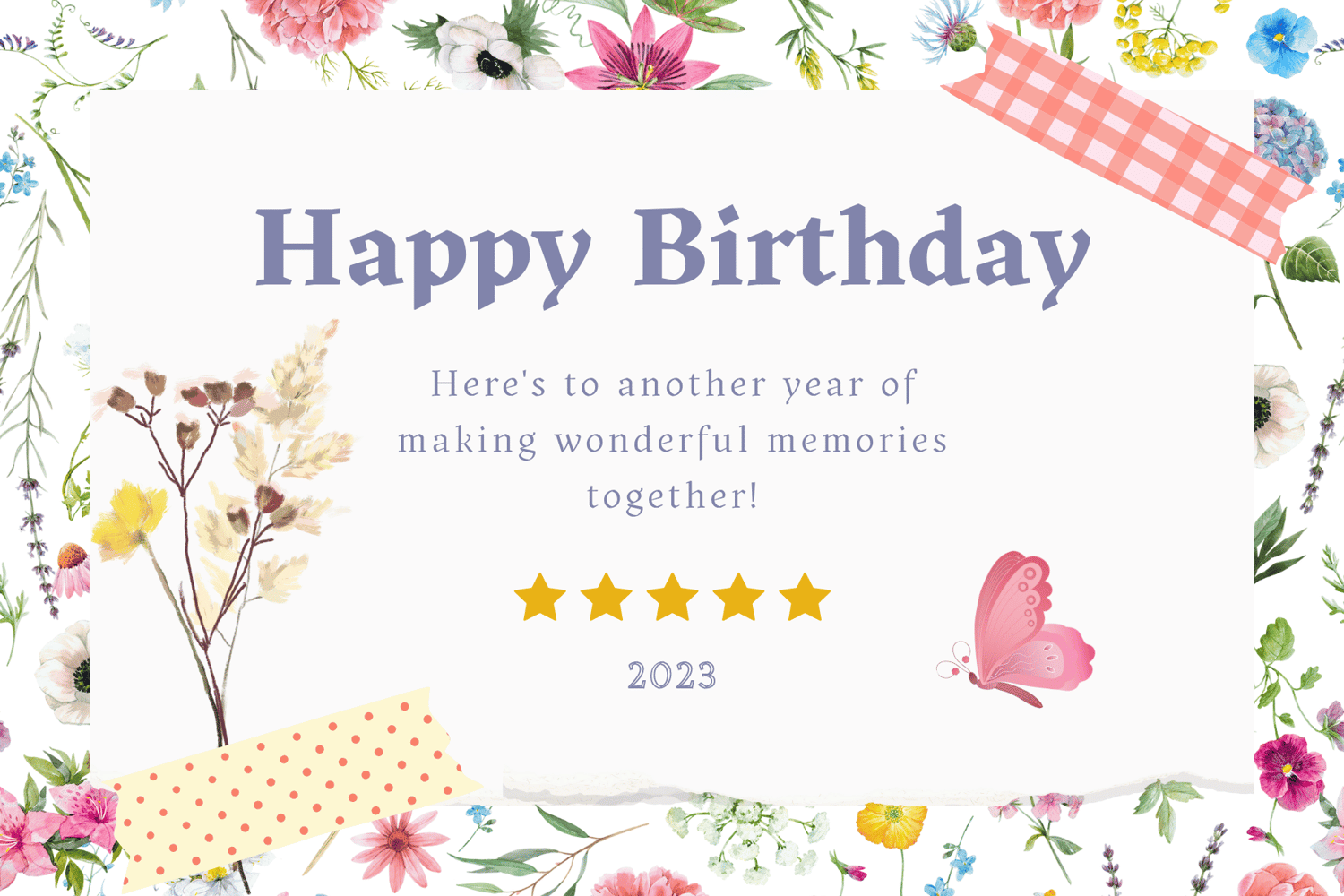 Cute Pastel Floral Photo Frame Sticker Label 6"x4" | Customizable Canva Template | Digital. Design