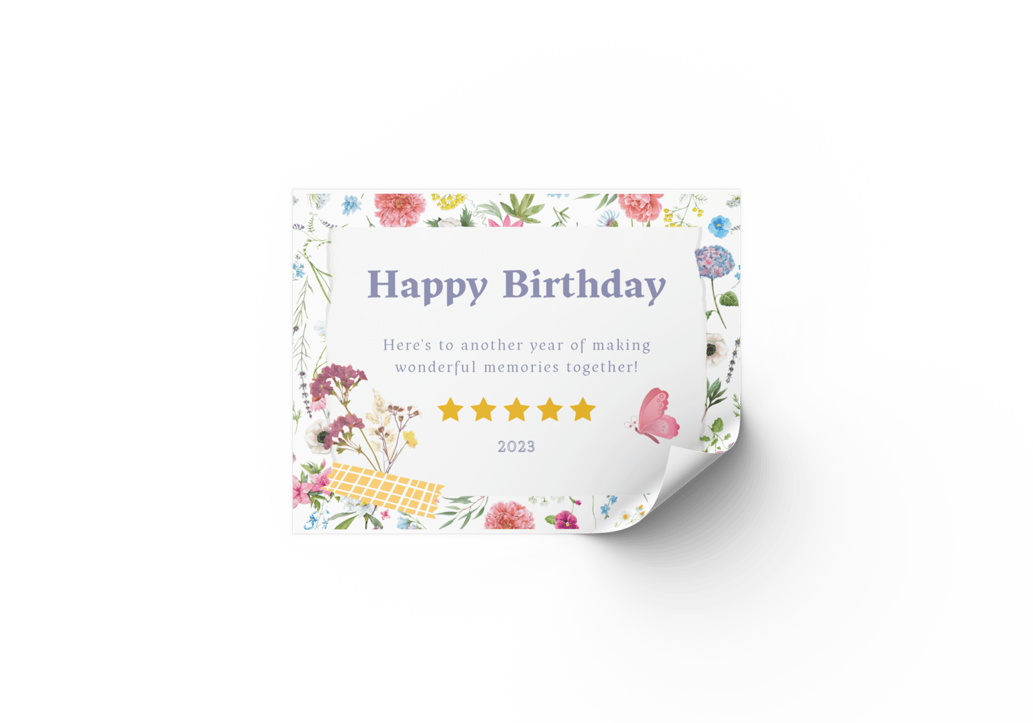 Cute Pastel Floral Photo Frame Sticker Label 4"x3" | Customizable Canva Template | Digital. Mock sticker