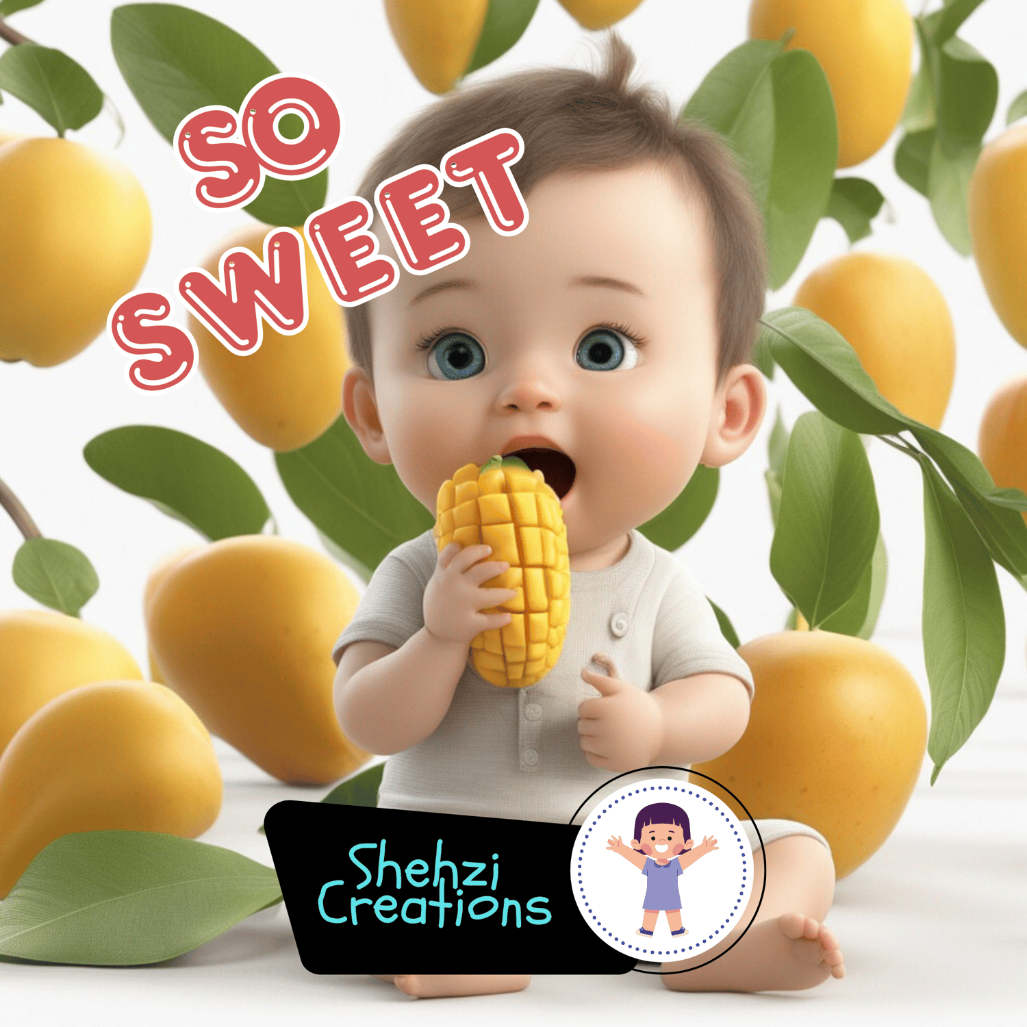 Instant Download: 20 Baby and Fruit Images in PNG Format