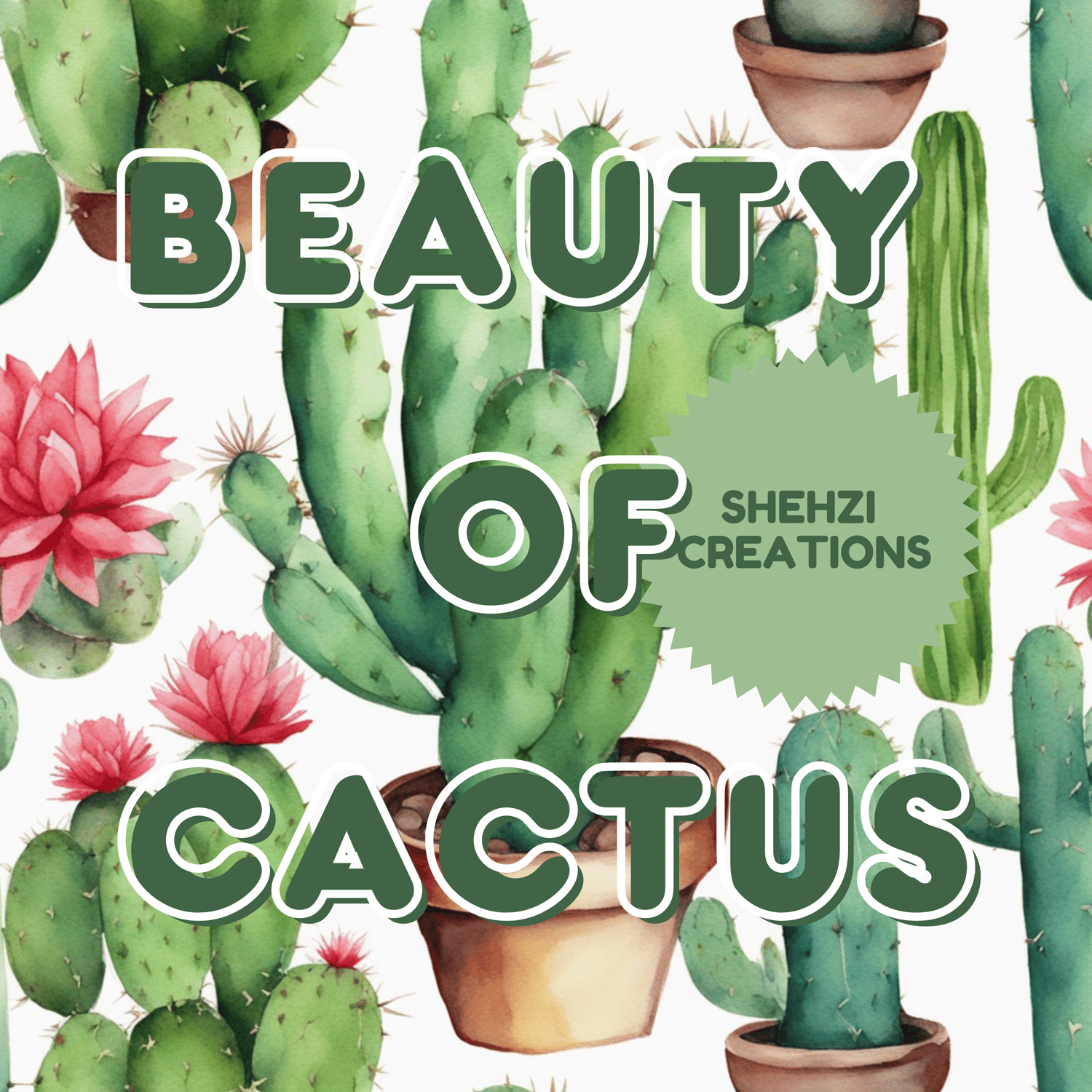 Cactus Dreamscape: Whimsical Watercolor Clipart Set | Instant Download