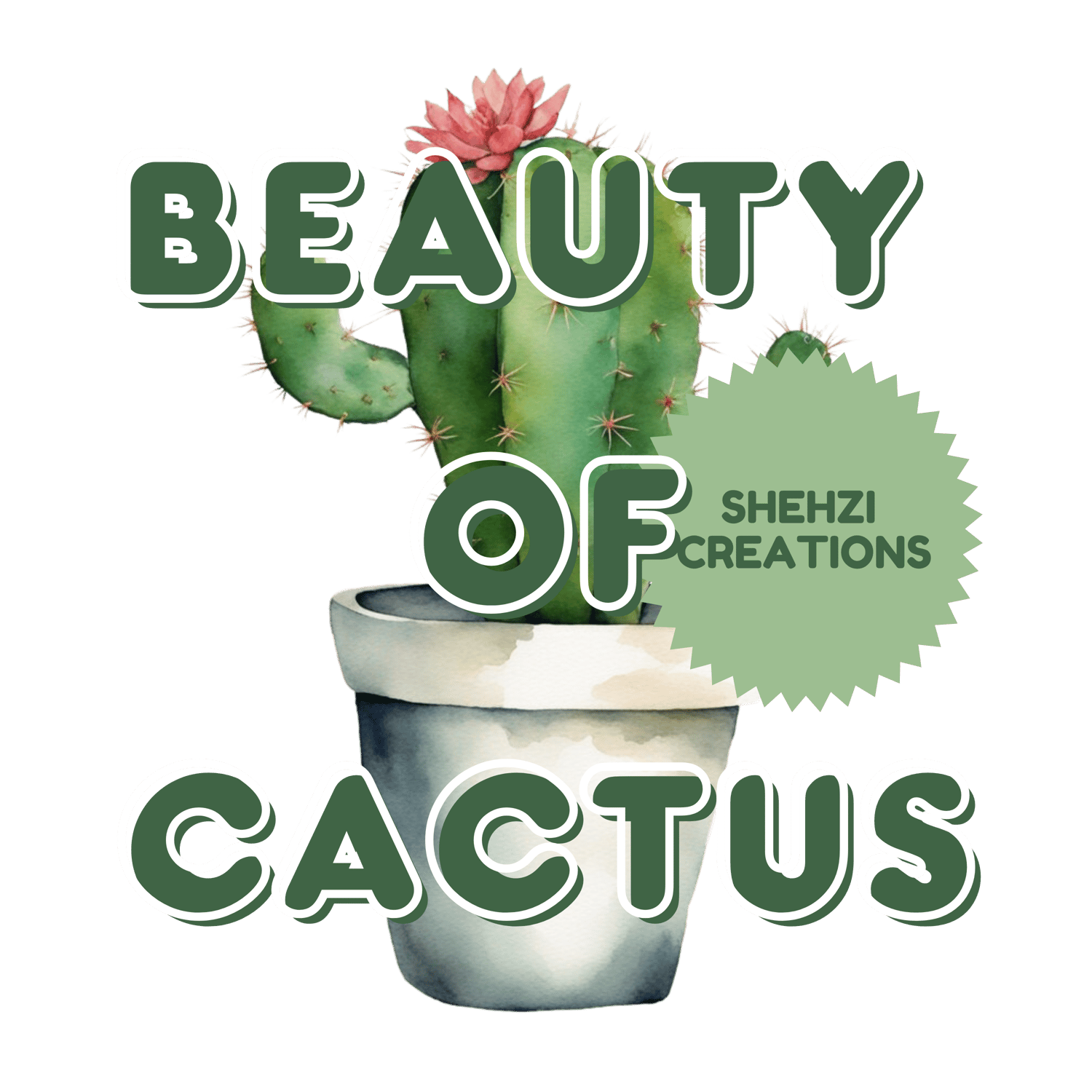 Instant Download: 22 Whimsical Cactus Dreamscape Watercolor Clipart Images