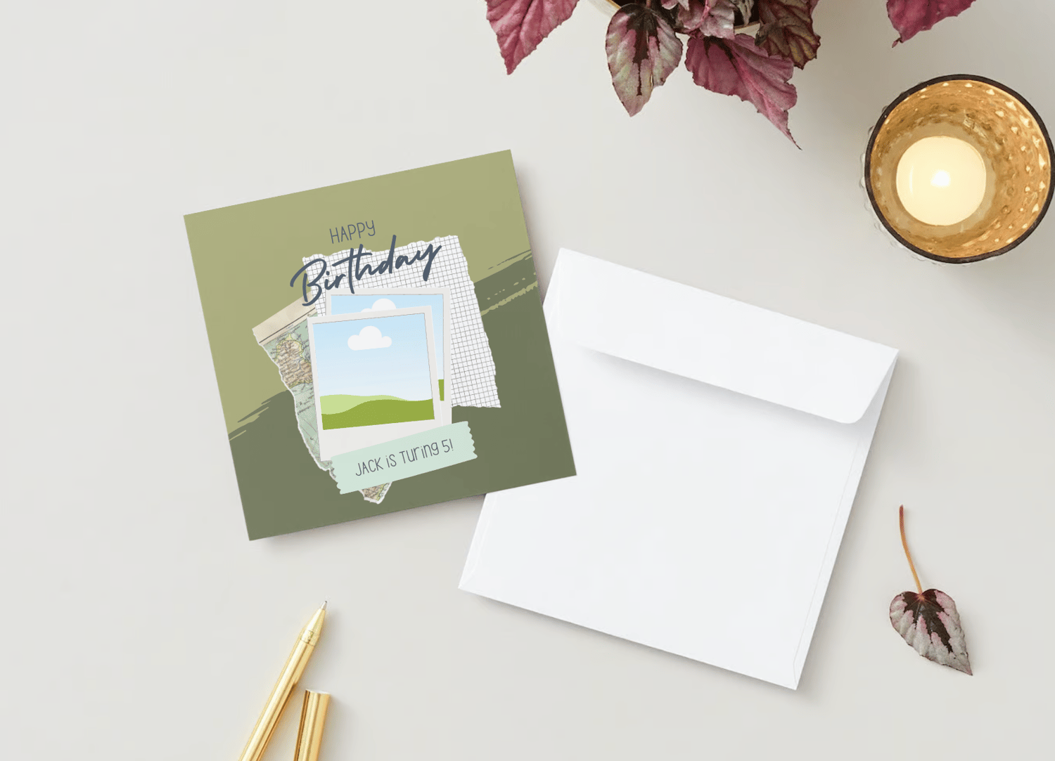 Torn Paper Photo Frame Invitation | Canva Template | Digital. Mock front