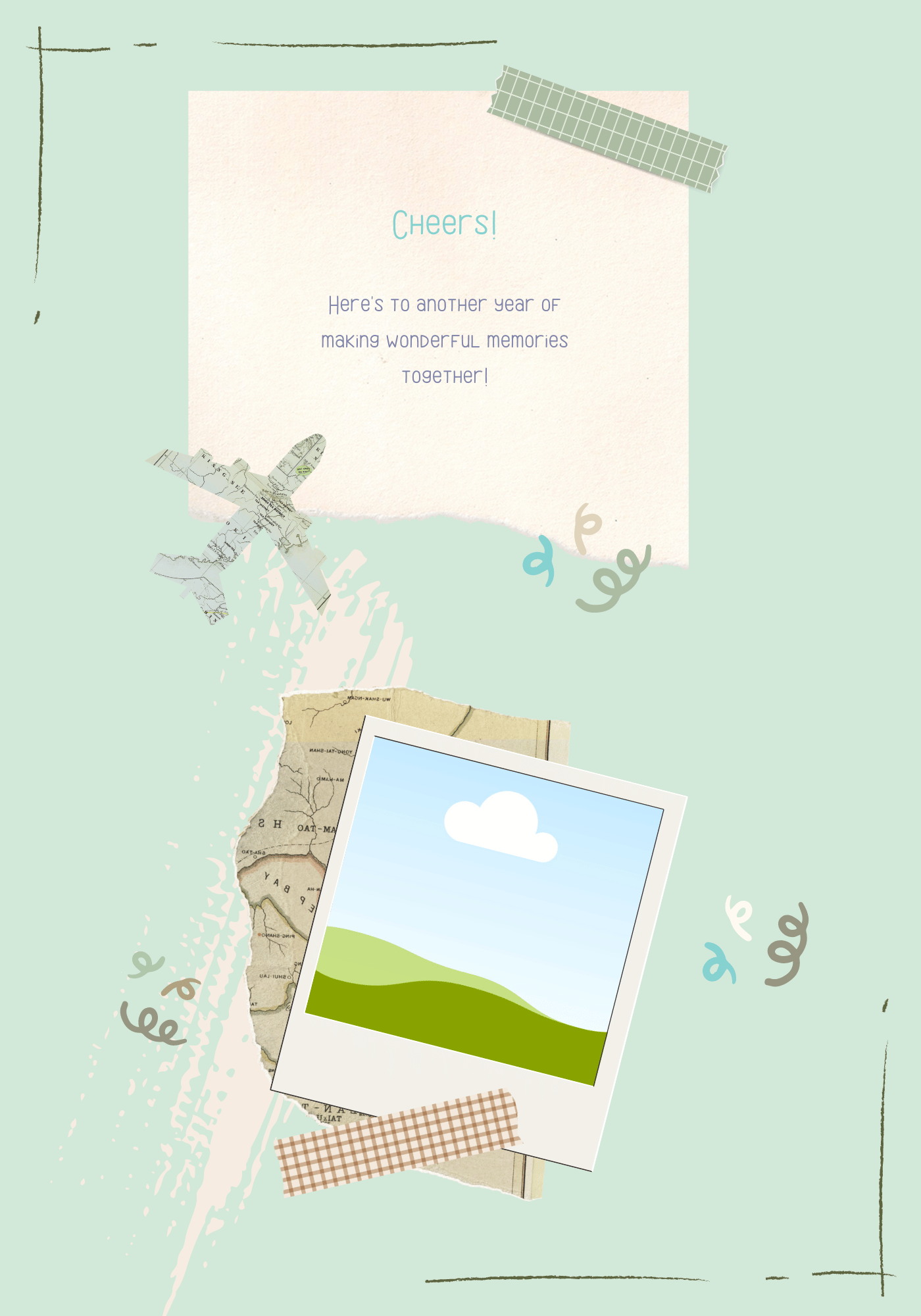 Torn Paper Photo Frame Folded Card Landscape | Customizable Canva Template | Digital. Inside design