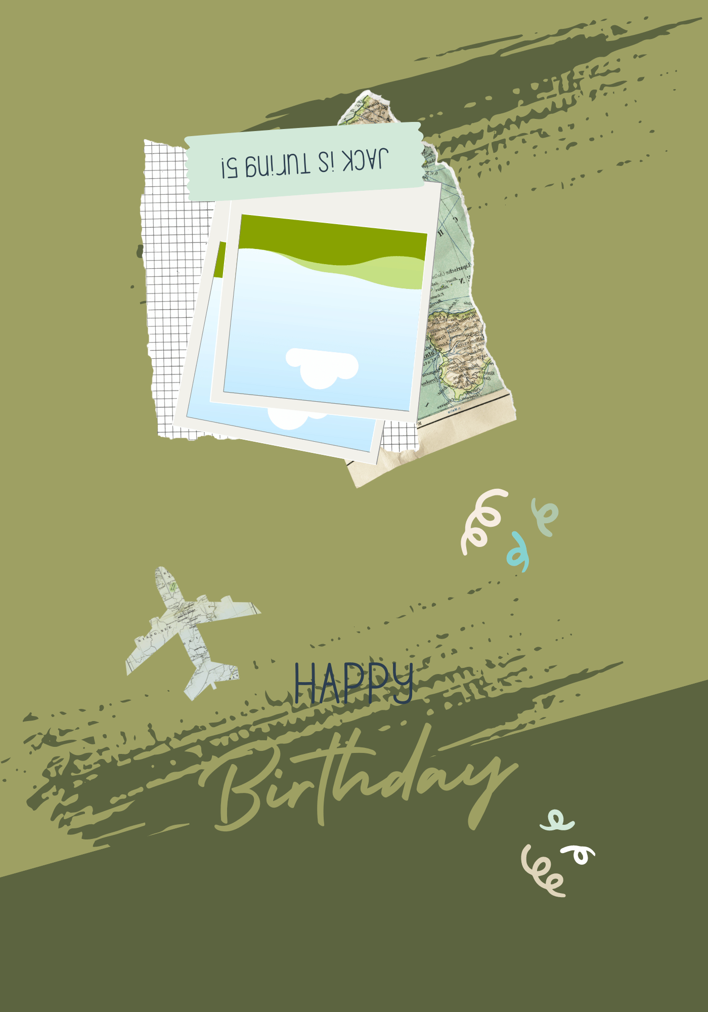 Torn Paper Photo Frame Folded Card Landscape | Customizable Canva Template | Digital. Outside design