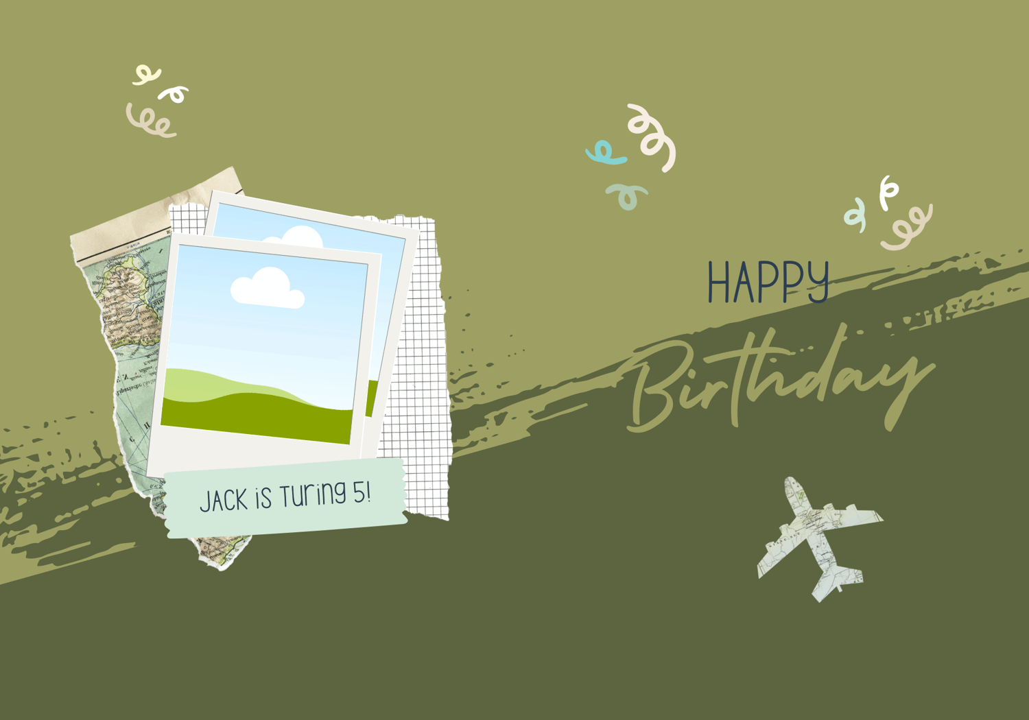 Torn Paper Photo Frame Folded Card Portrait | Customizable Canva Template | Digital. Outside design