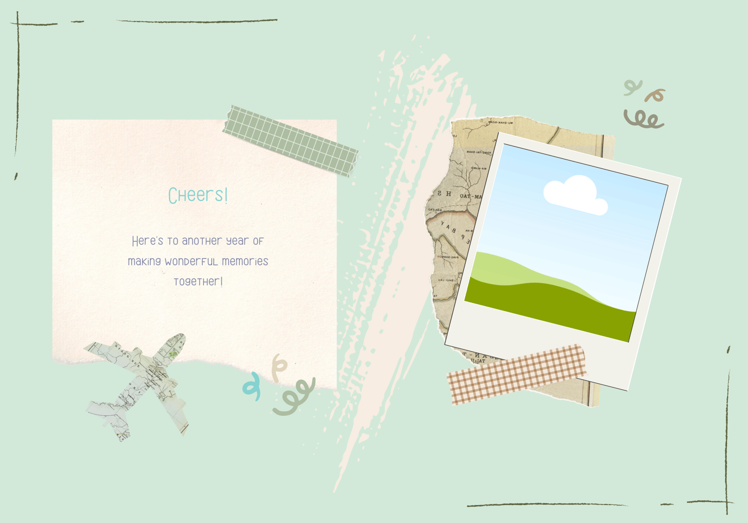 Torn Paper Photo Frame Folded Card Portrait | Customizable Canva Template | Digital. Inside design
