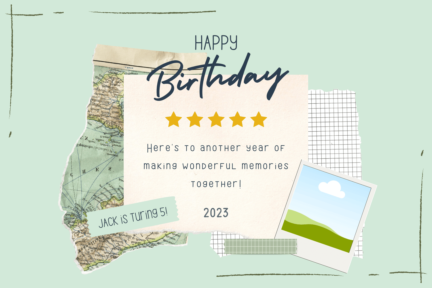 Torn Paper Photo Frame Sticker Label 6"x4" | Customizable Canva Template | Digital. Design