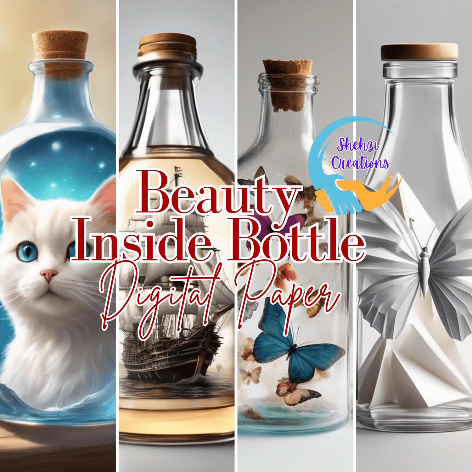 Beautiful Bottles Designs | Instant Download