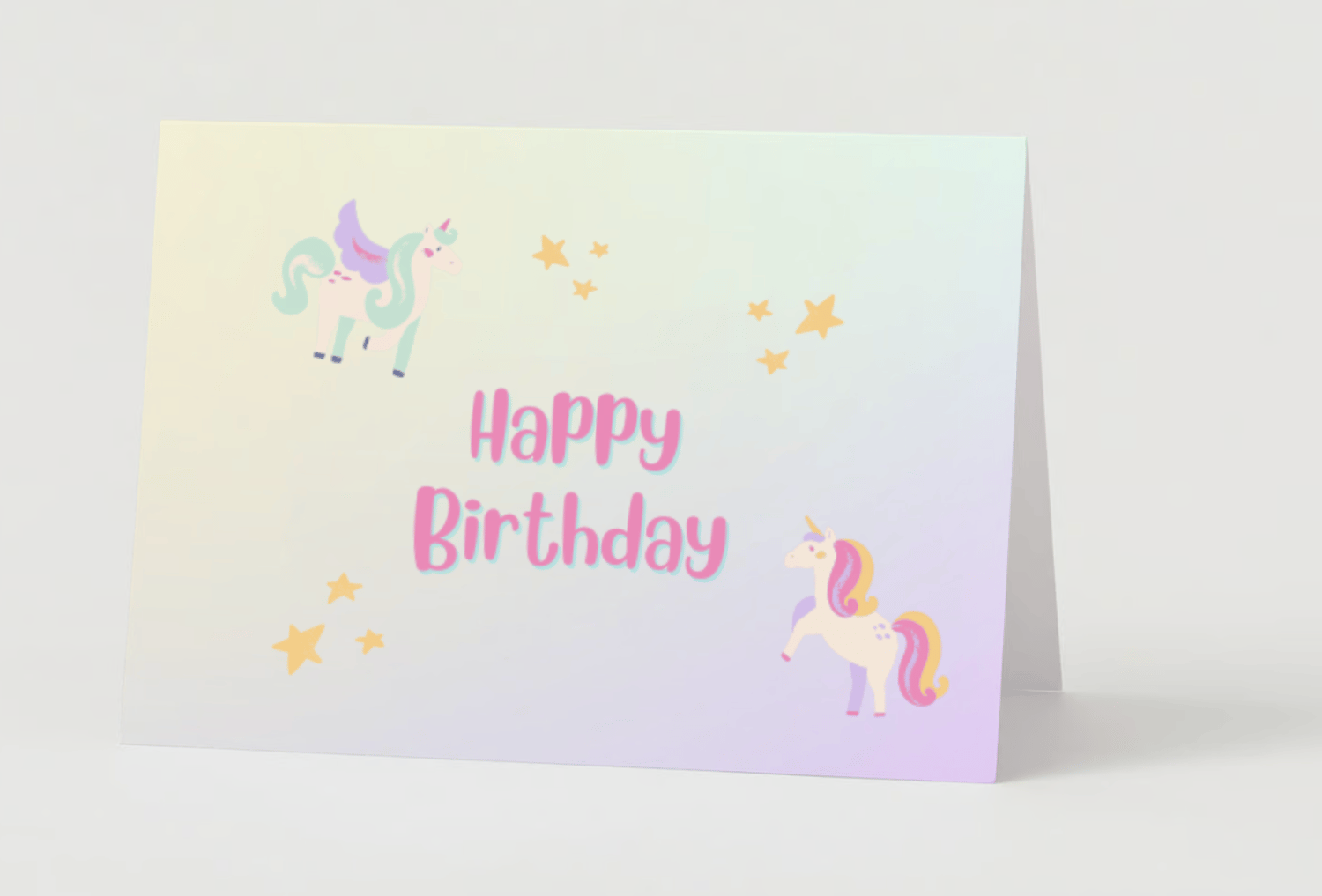 Magical Unicorn  Photo Frame Folded Card Landscape | Customizable Canva Template | Digital. Mock outside front