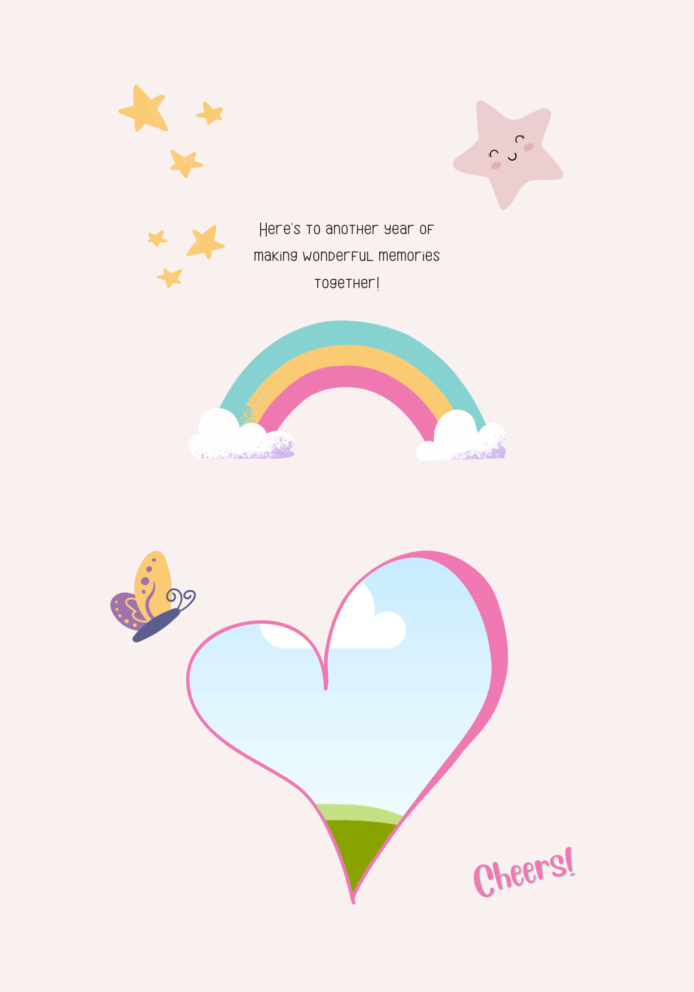 Magical Unicorn  Photo Frame Folded Card Landscape | Customizable Canva Template | Digital. Inside design