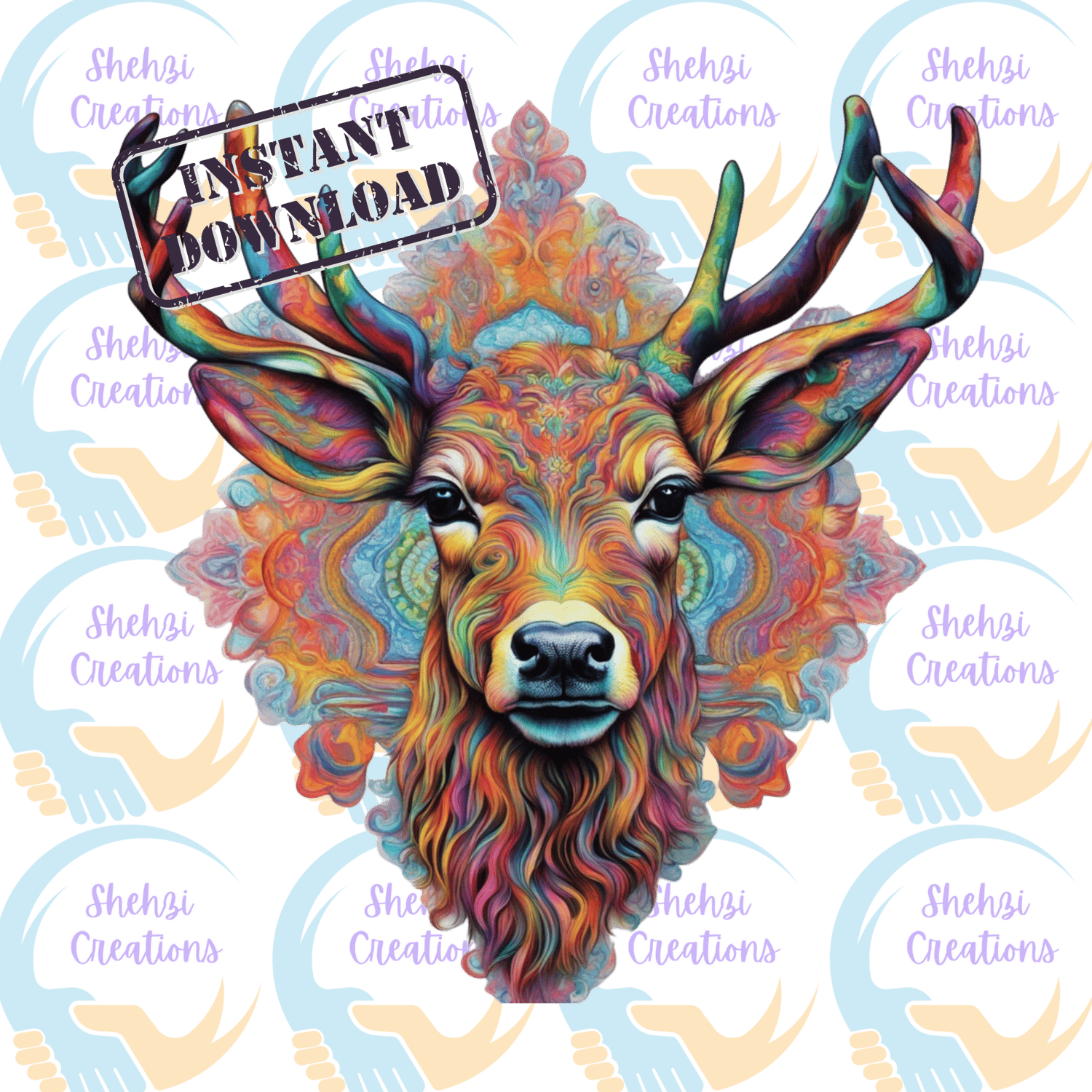 Psychilidic Animals Unique Designs: Instant Download 20 PNG Images