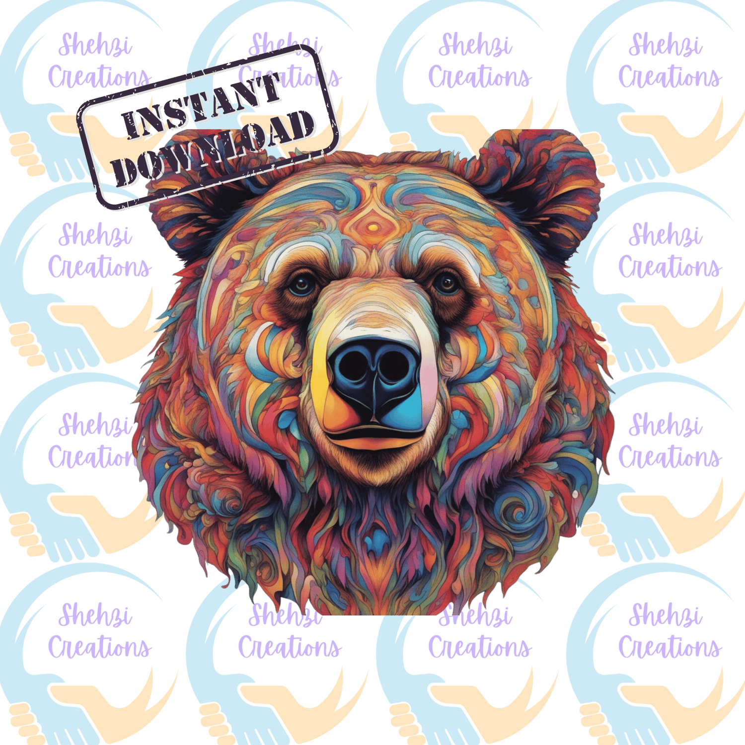 Instant Download: 20 Psychilidic Animals Unique Designs Digital Art Images