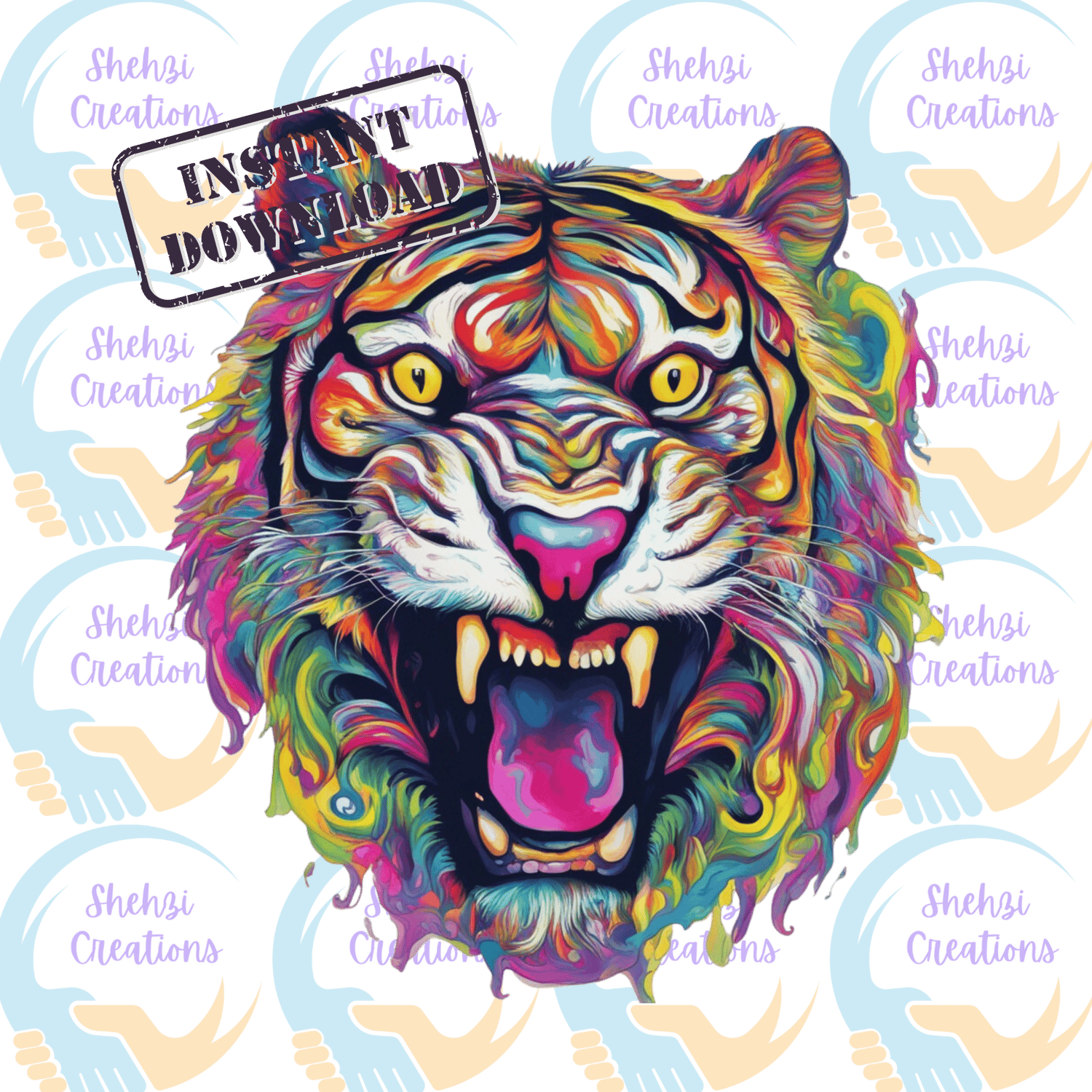 Instant Download: 20 Psychilidic Animals Unique Designs Digital Art Images