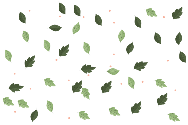 Dibujo de hojas, tonalidades verdes, otoño