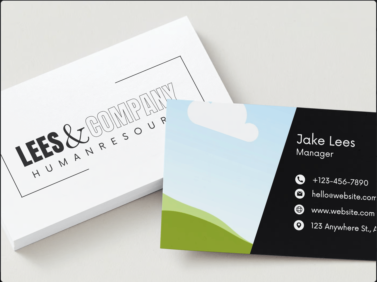 Customizable Minimalist font and line Business Card Template for Canva - Small Business Branding, mock white front